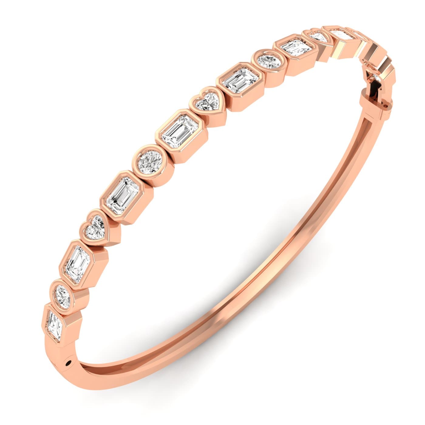 Lab Grown Diamond Multi-Shape Bangle (3 1/4 ct. tw.), Angle view in rose gold