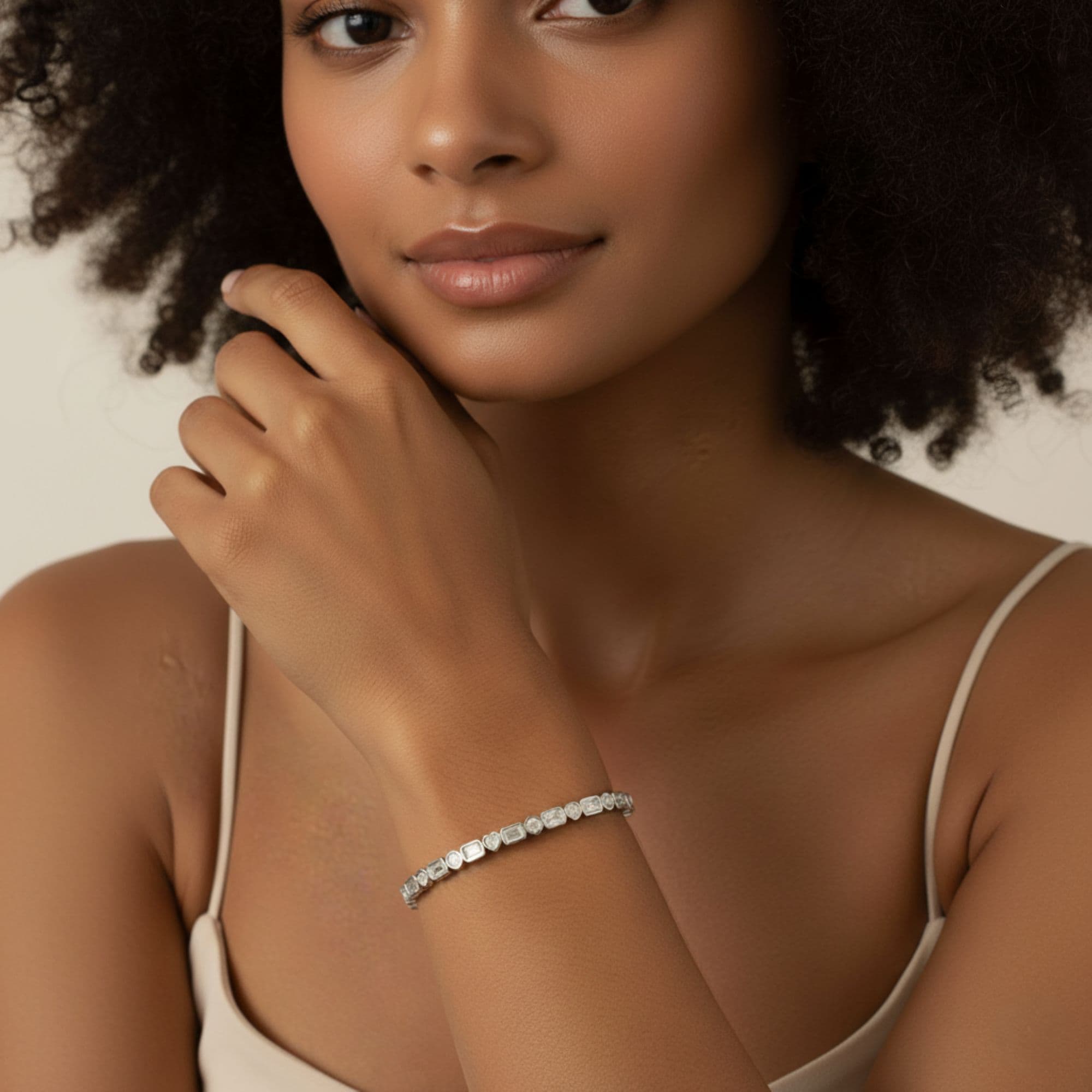 Lab Grown Diamond Multi-Shape Bangle (3 1/4 ct. tw.), Angle view in white gold or platinum