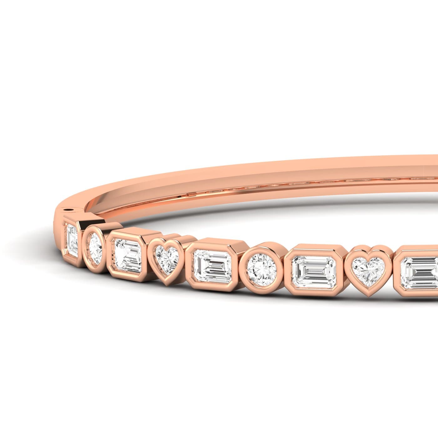 Lab Grown Diamond Multi-Shape Bangle (3 1/4 ct. tw.), On hand view in rose gold