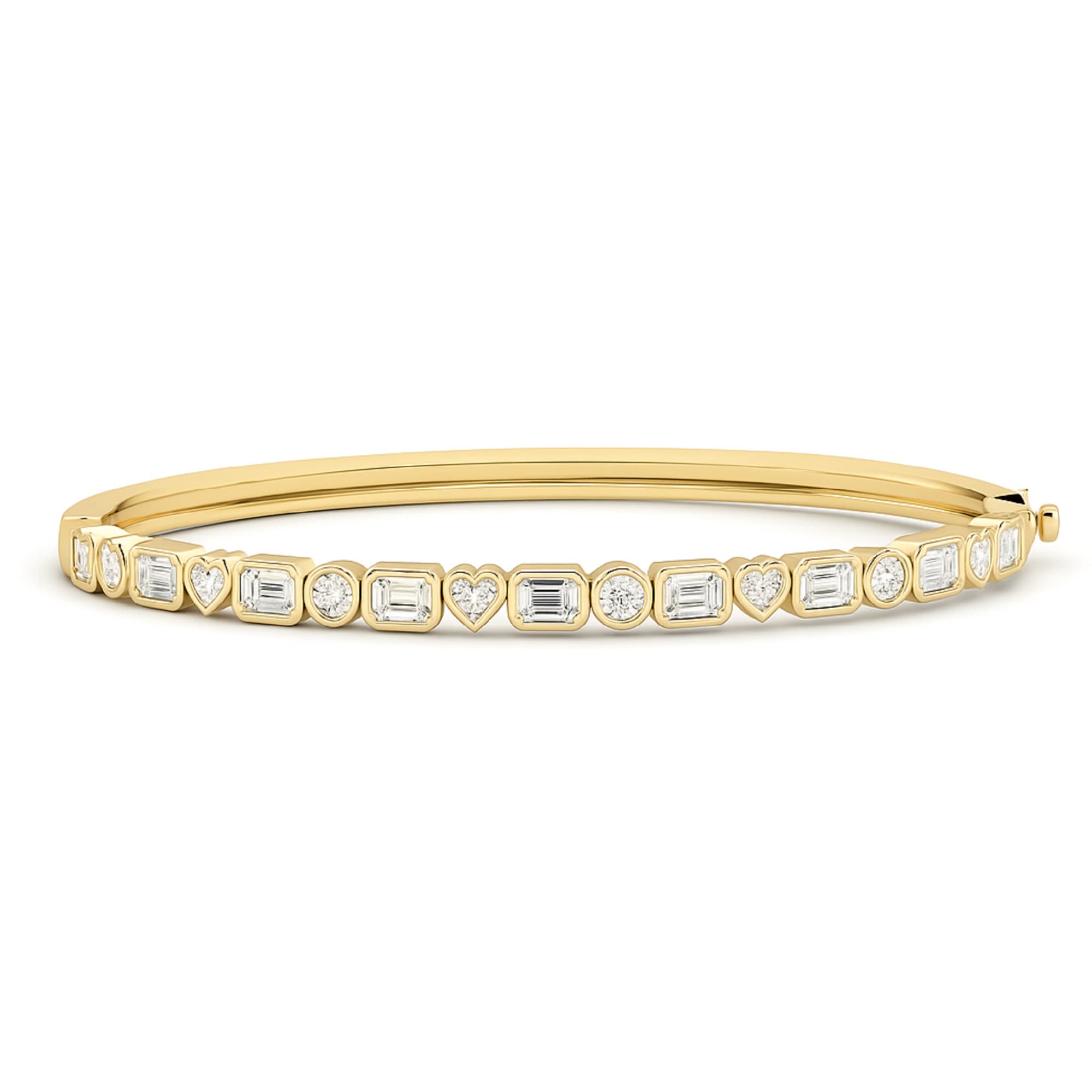 Lab Grown Diamond Multi-Shape Bangle (3 1/4 ct. tw.), Top view in yellow gold