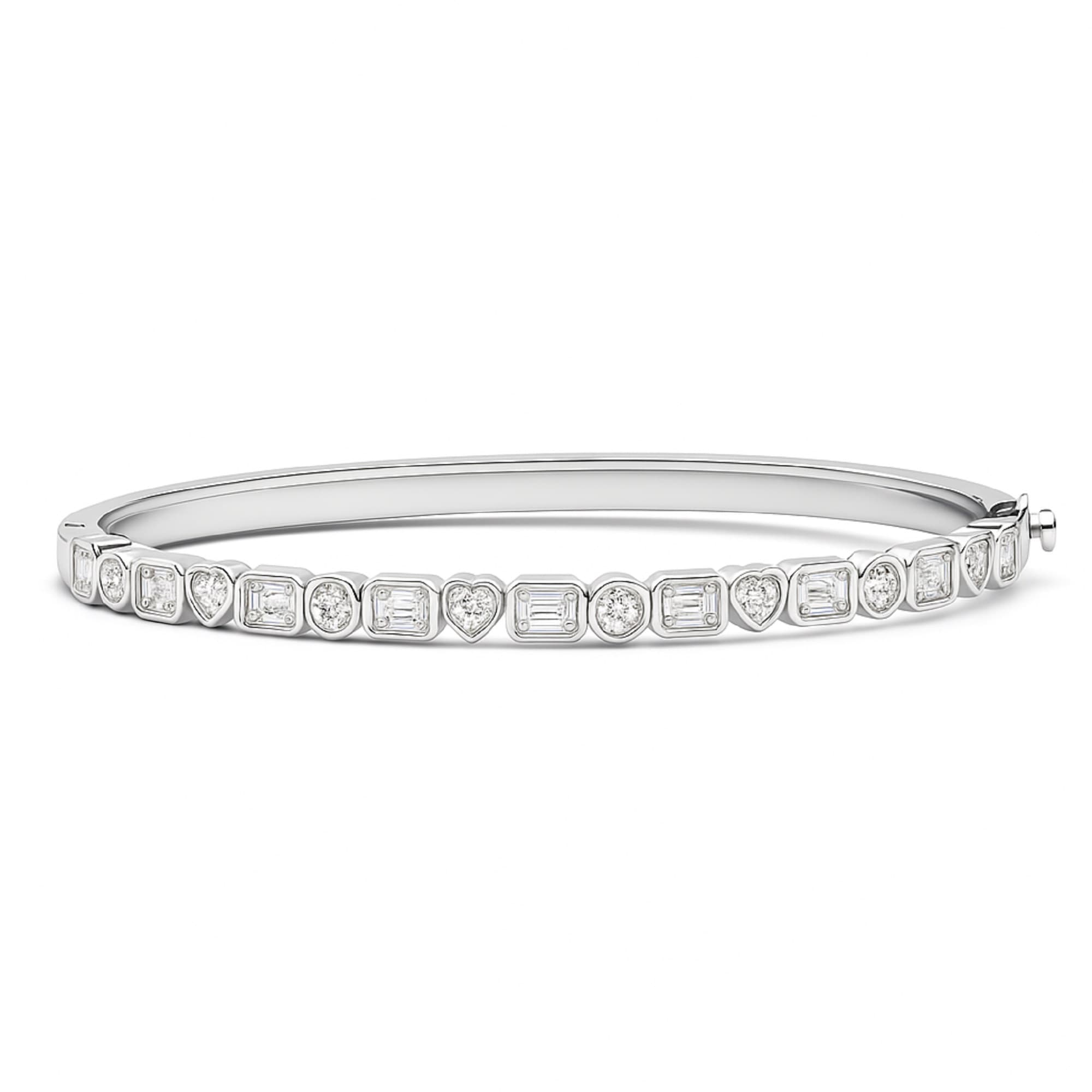 Lab Grown Diamond Multi-Shape Bangle (3 1/4 ct. tw.), Top view in white gold or platinum