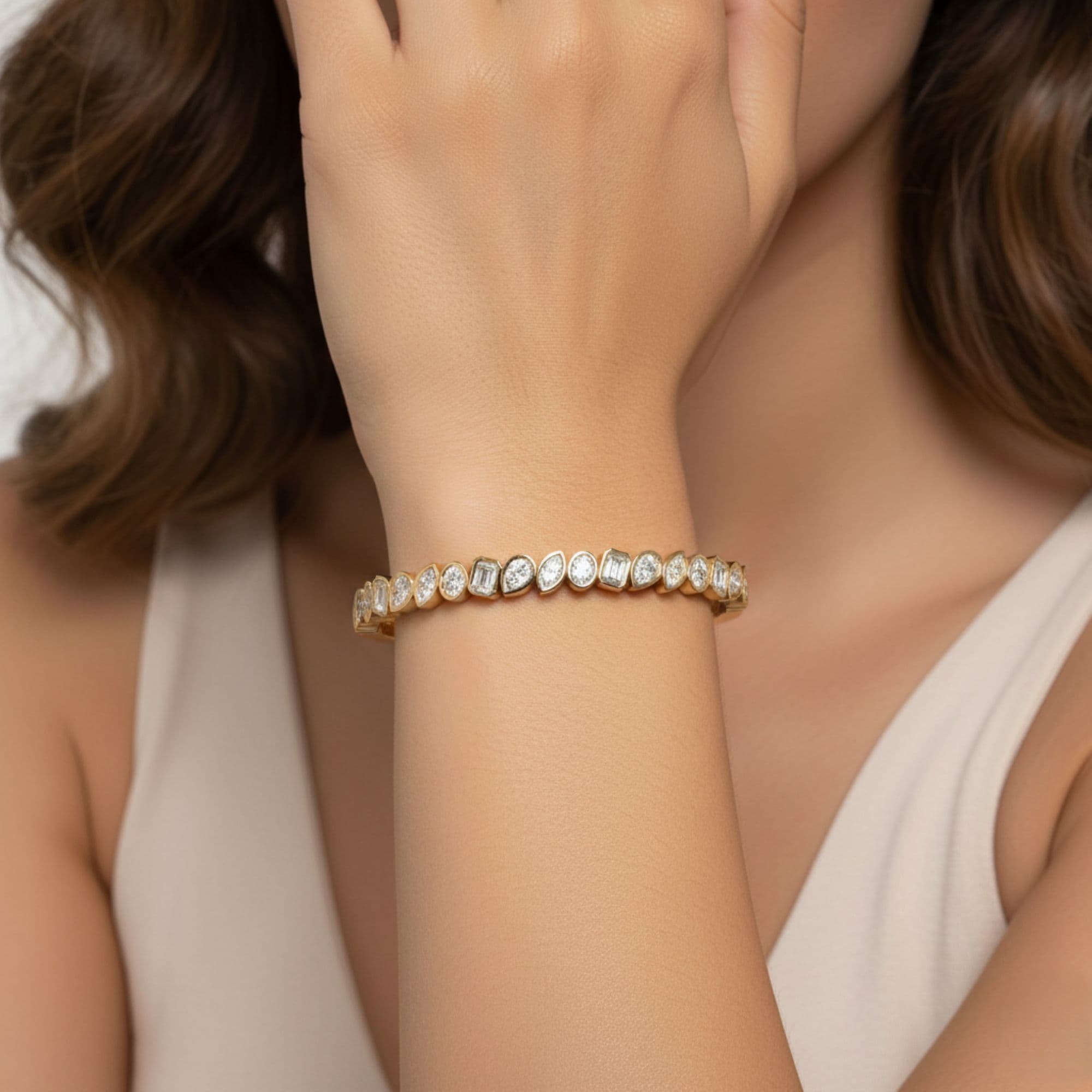LGD Multi-Shape Bangle (4 ct. tw.), Front view in yellow gold
