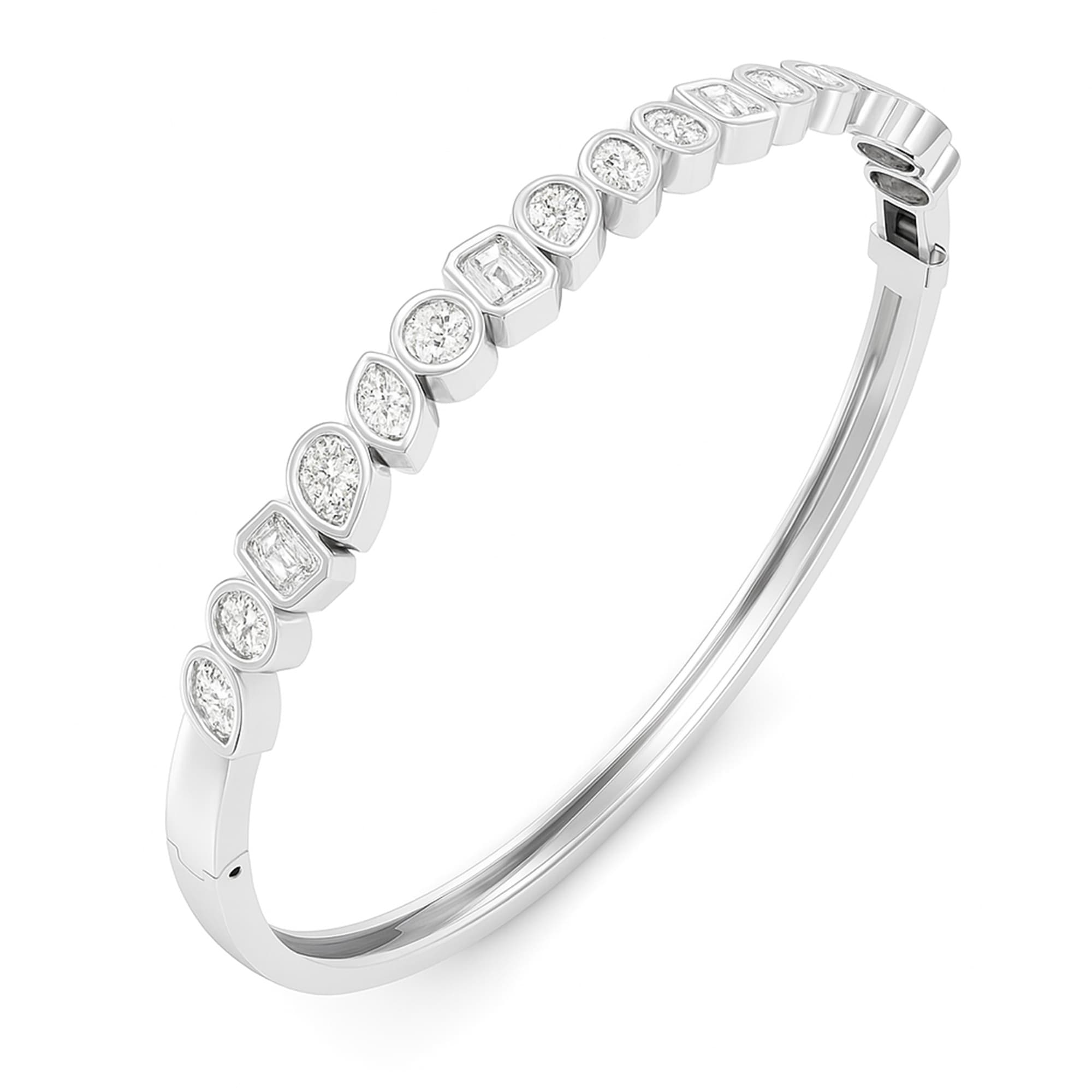 LGD Multi-Shape Bangle (4 ct. tw.), On hand view in white gold or platinum