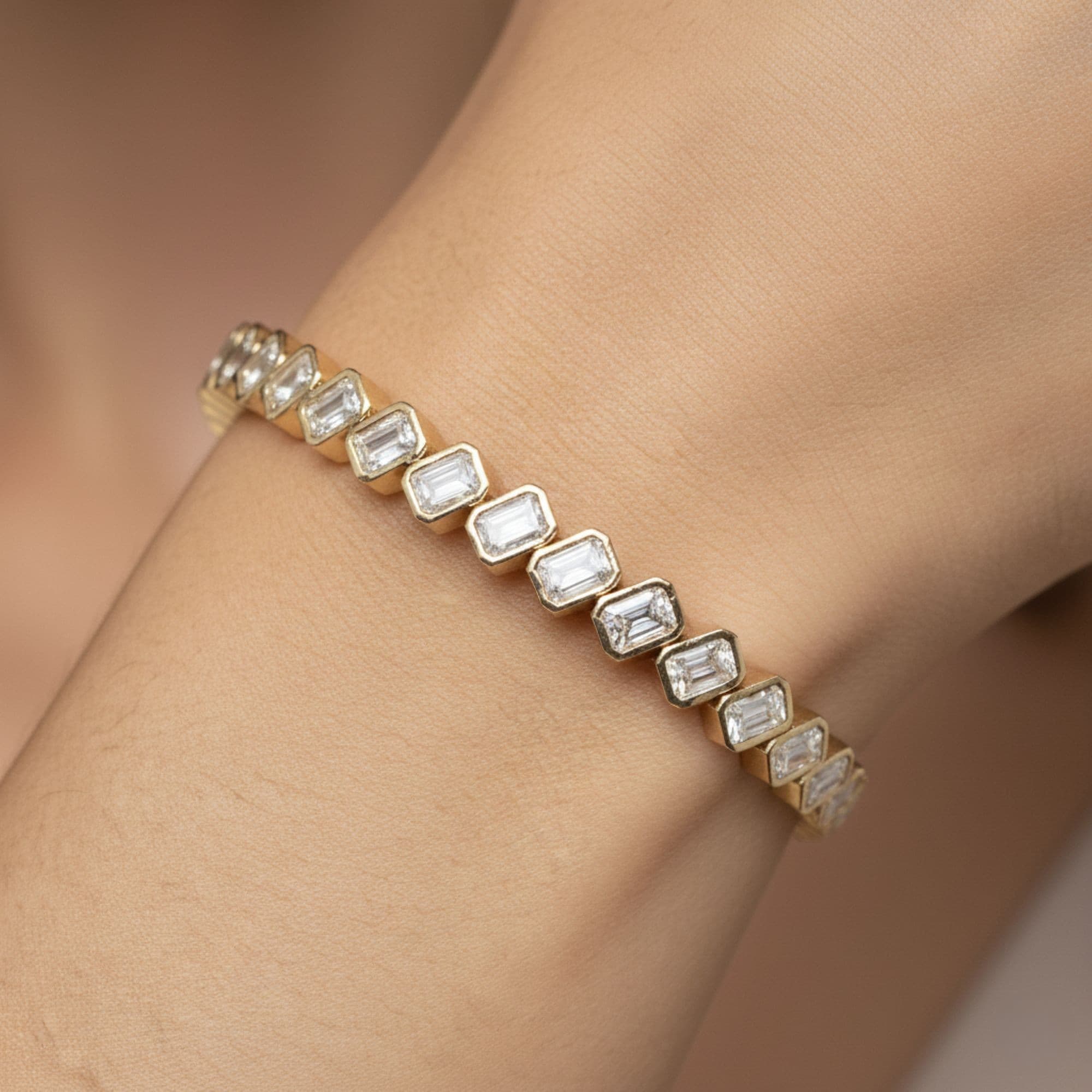 LGD Emerald Cut Bangle (3.8 ct. tw.), Front view in yellow gold