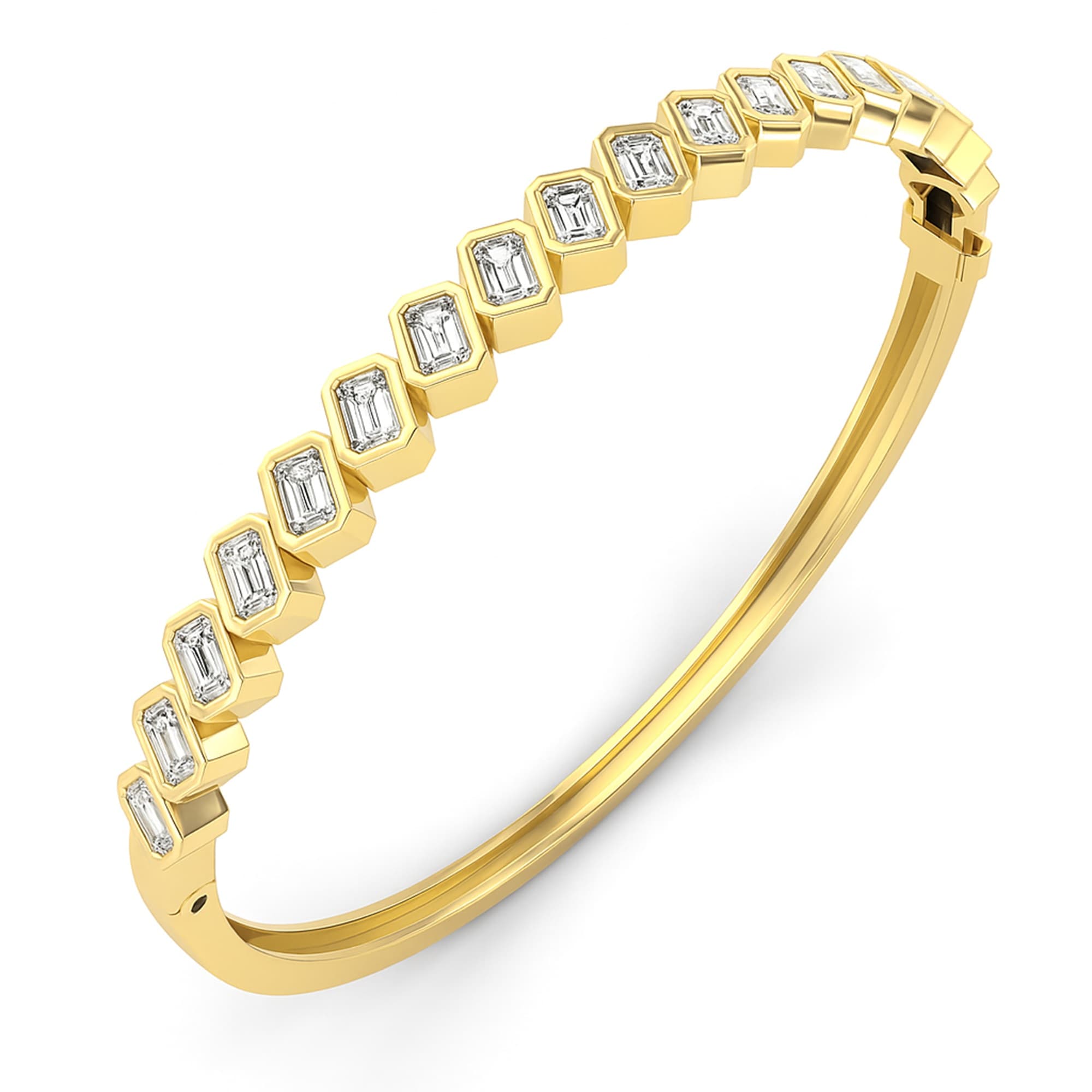 LGD Emerald Cut Bangle (3.8 ct. tw.), Top view in yellow gold