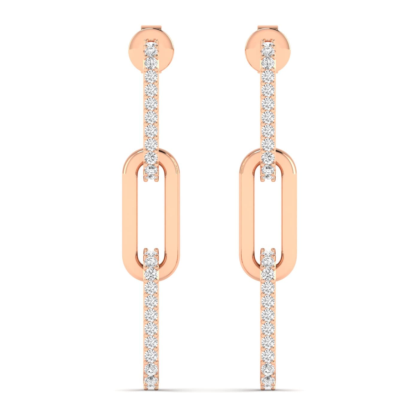 LGD Paper Clip Earrings (1 ct. tw.), Front view in rose gold