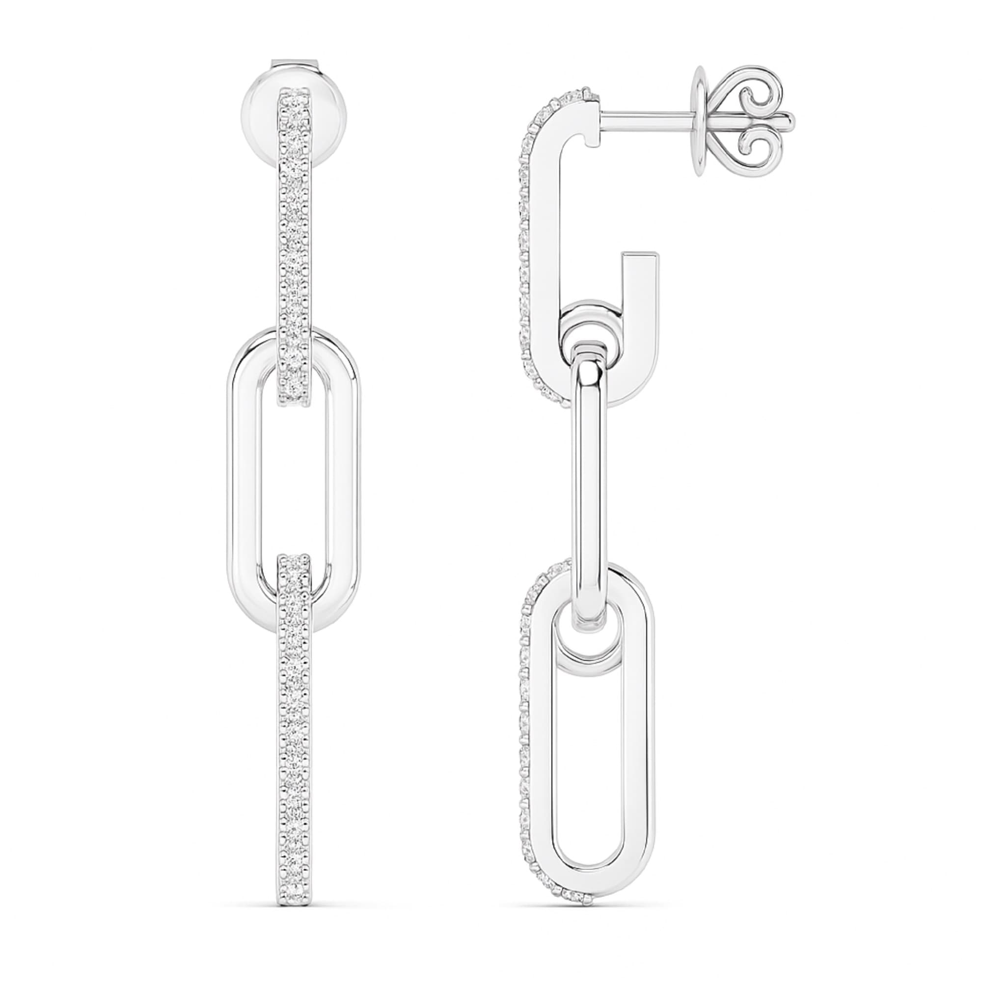 LGD Paper Clip Earrings (1 ct. tw.), On hand view in white gold or platinum