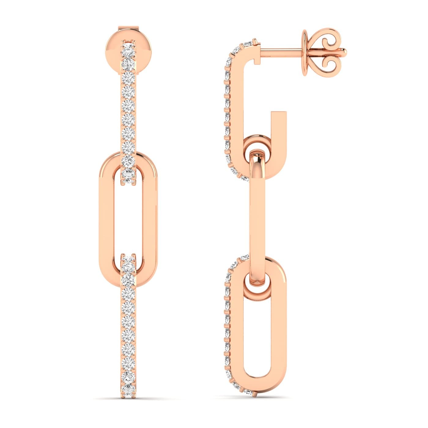 LGD Paper Clip Earrings (1 ct. tw.), Side view in rose gold