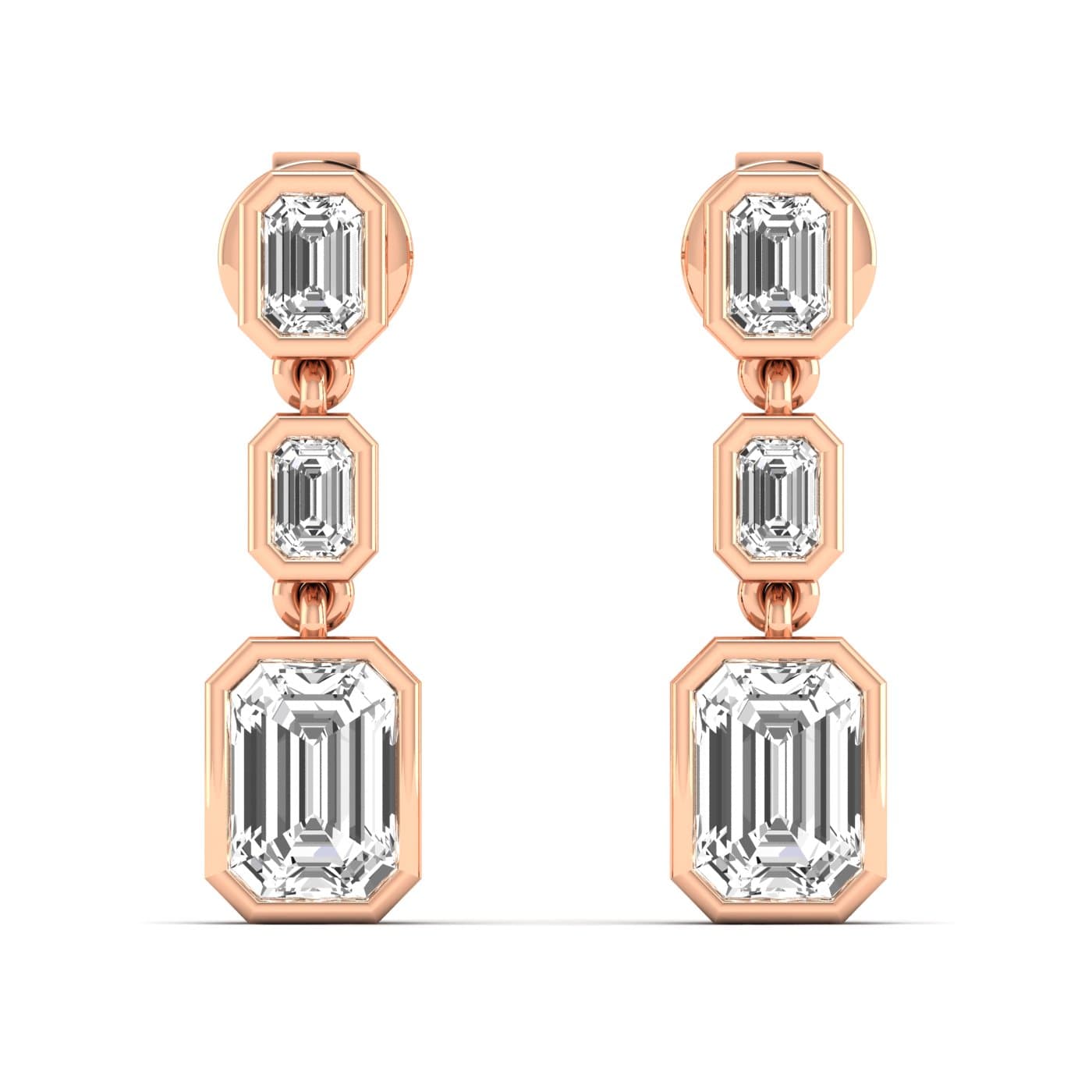LGD Emerald Cut Drop Earrings (2 ct. tw.), Front view in rose gold