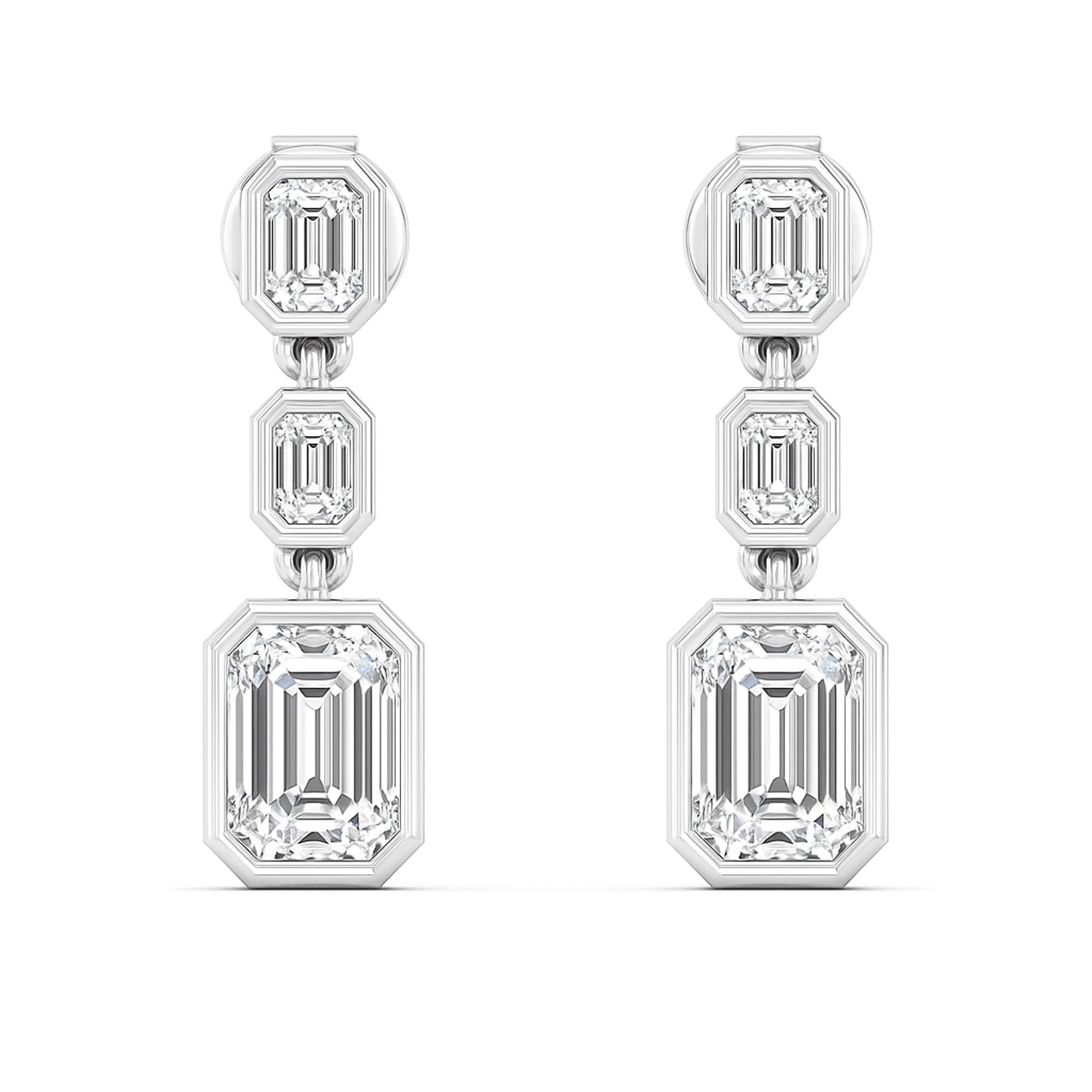 LGD Emerald Cut Drop Earrings (2 ct. tw.), Top view in white gold or platinum