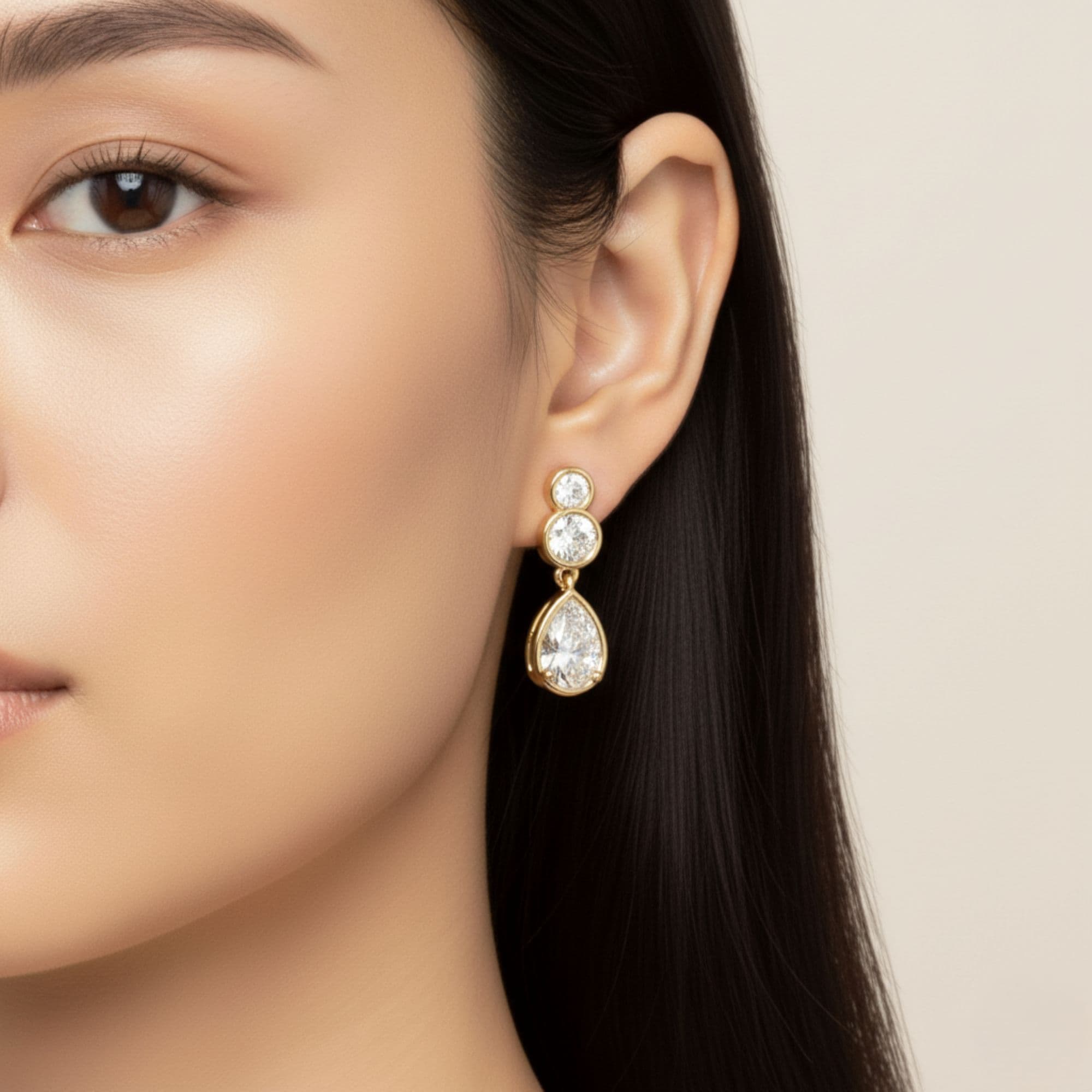 LGD Pear Drop Earrings (1 1/2 ct. tw.), Front view in yellow gold