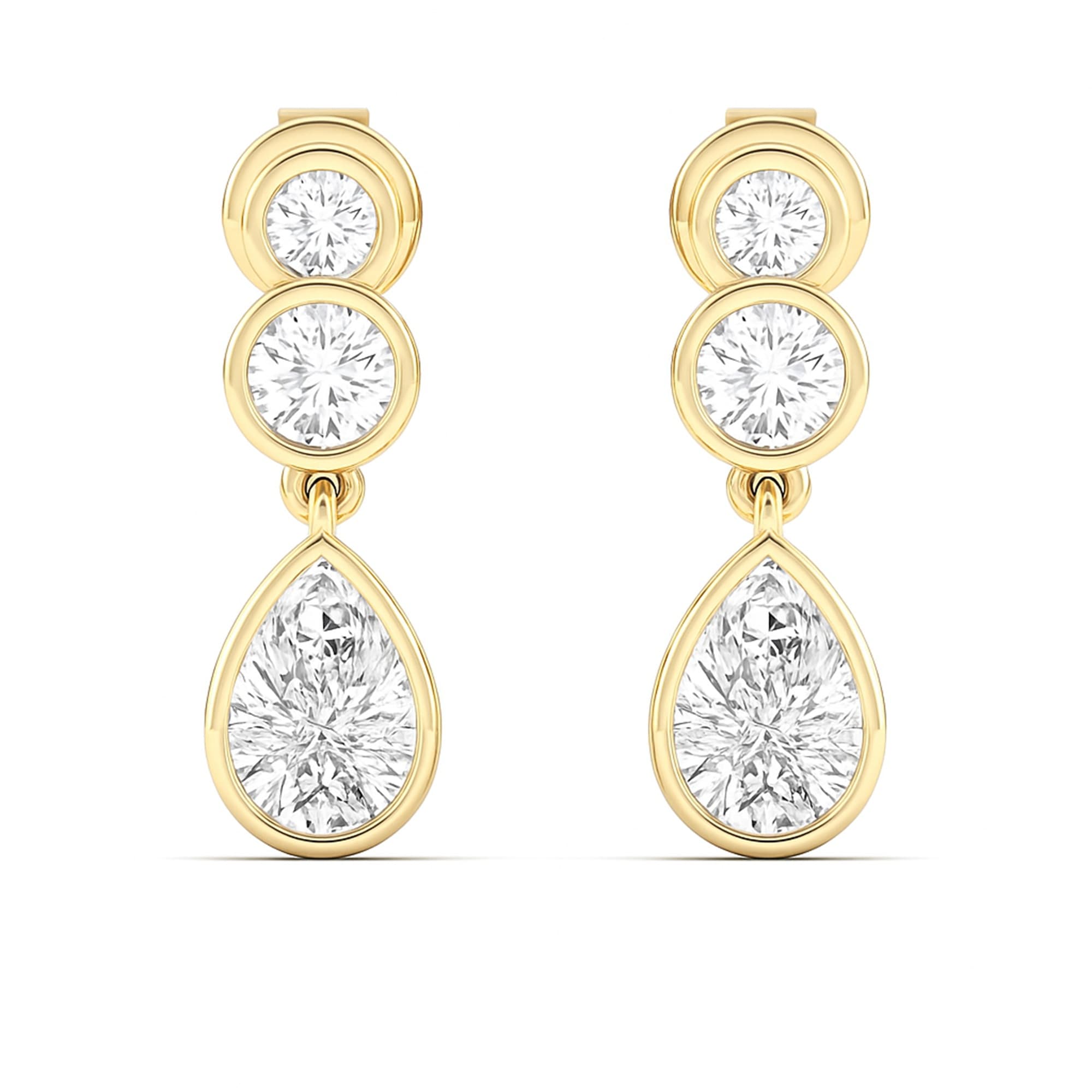 LGD Pear Drop Earrings (1 1/2 ct. tw.), On hand view in yellow gold
