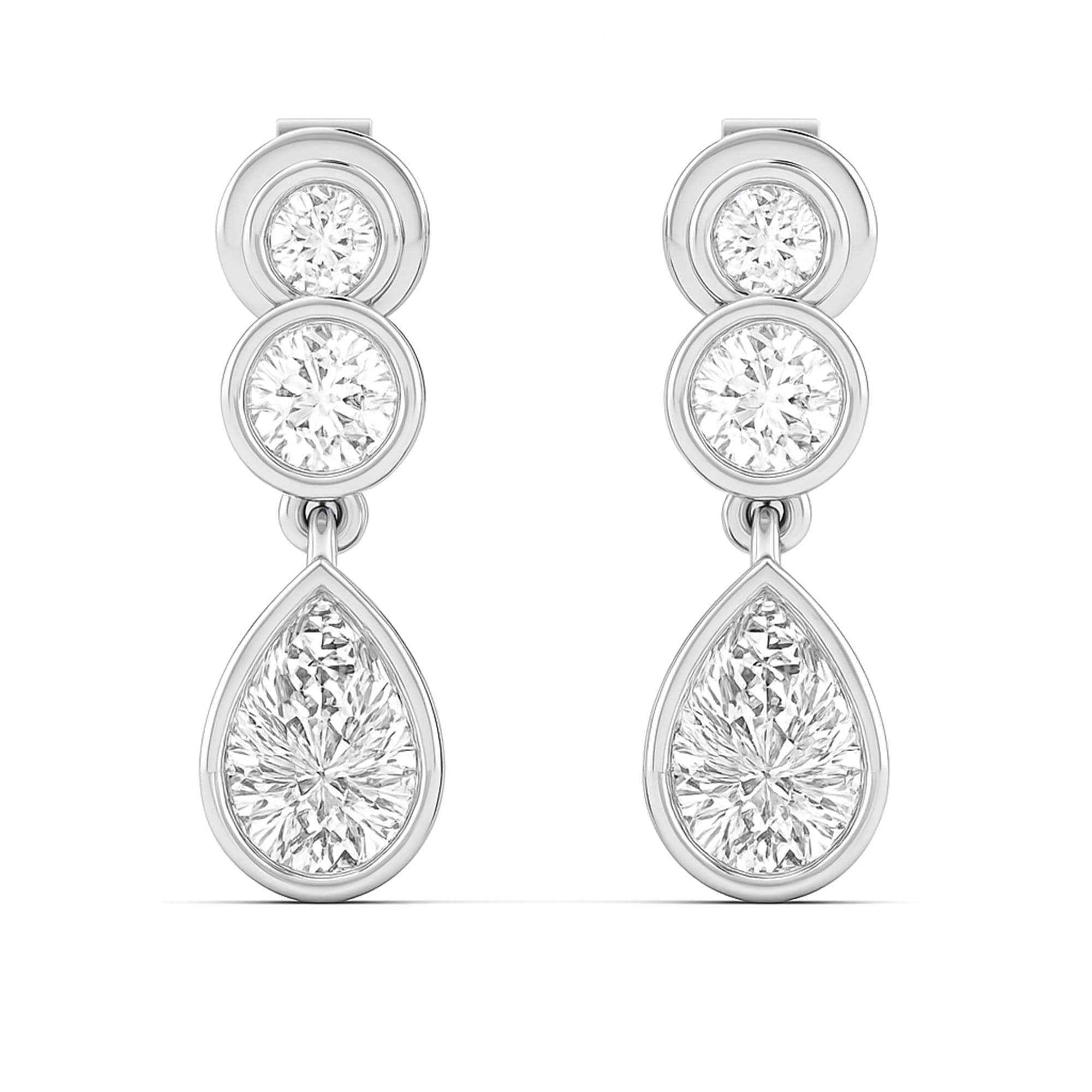 LGD Pear Drop Earrings (1 1/2 ct. tw.), On hand view in white gold or platinum