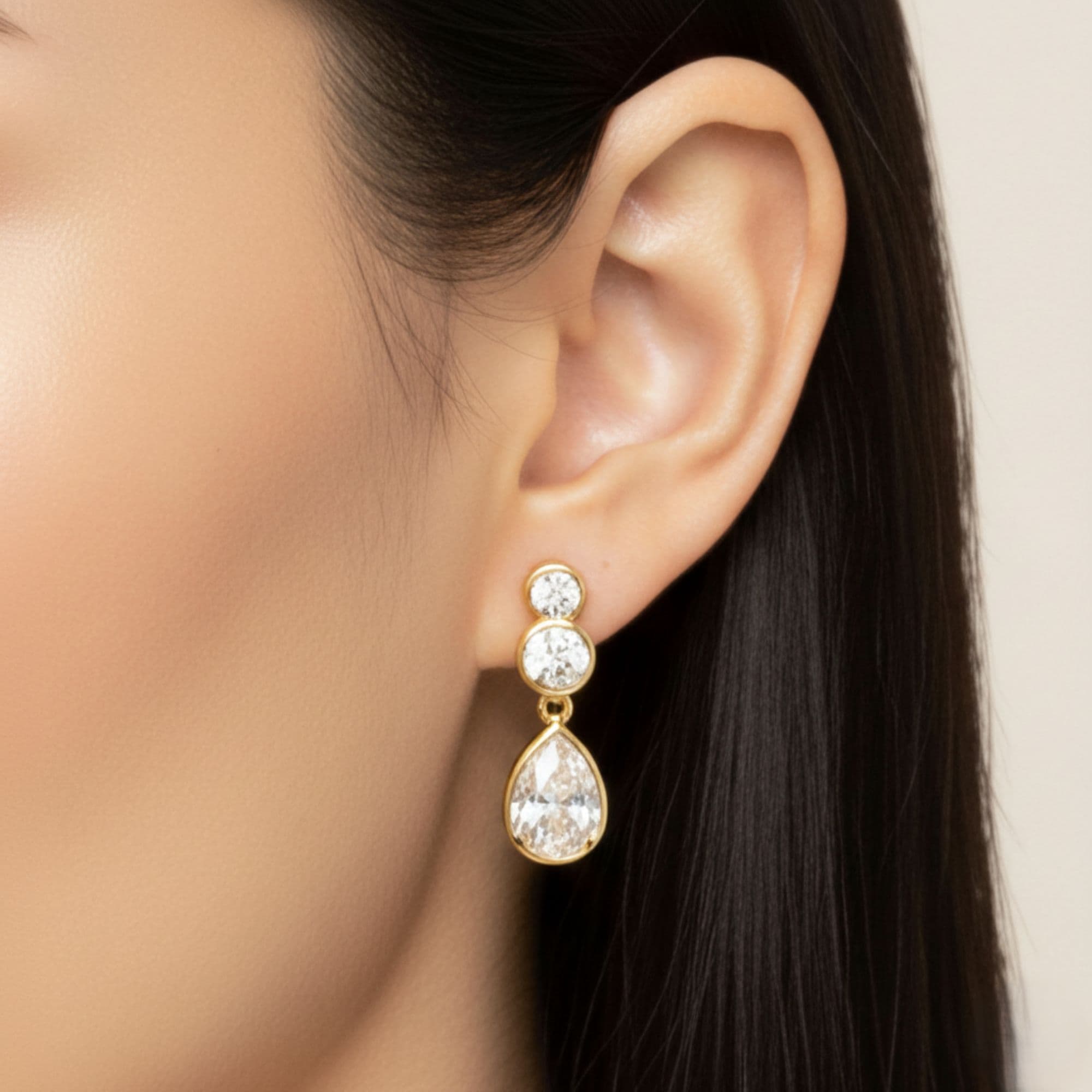 LGD Pear Drop Earrings (1 1/2 ct. tw.), Side view in yellow gold