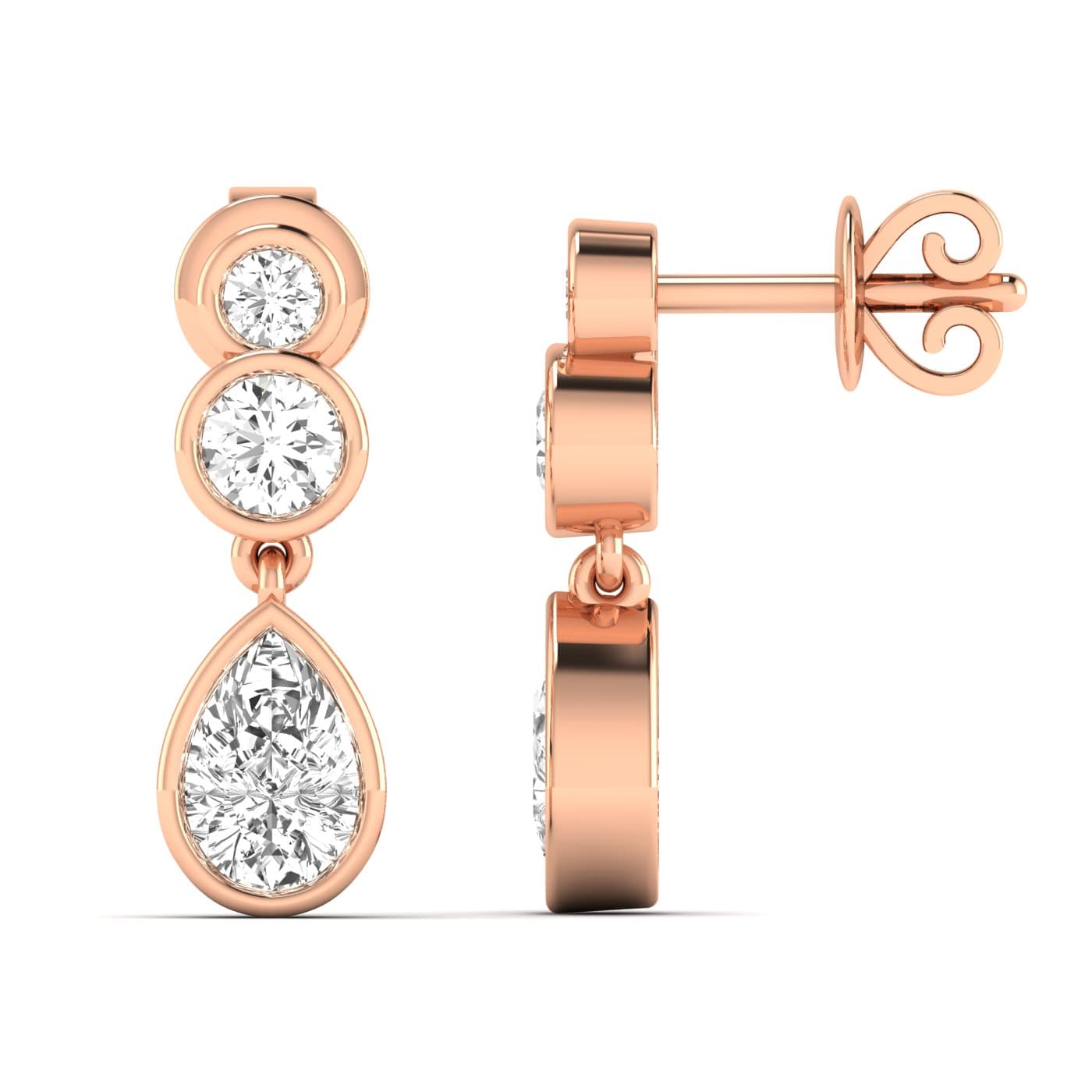 LGD Pear Drop Earrings (1 1/2 ct. tw.), Side view in rose gold