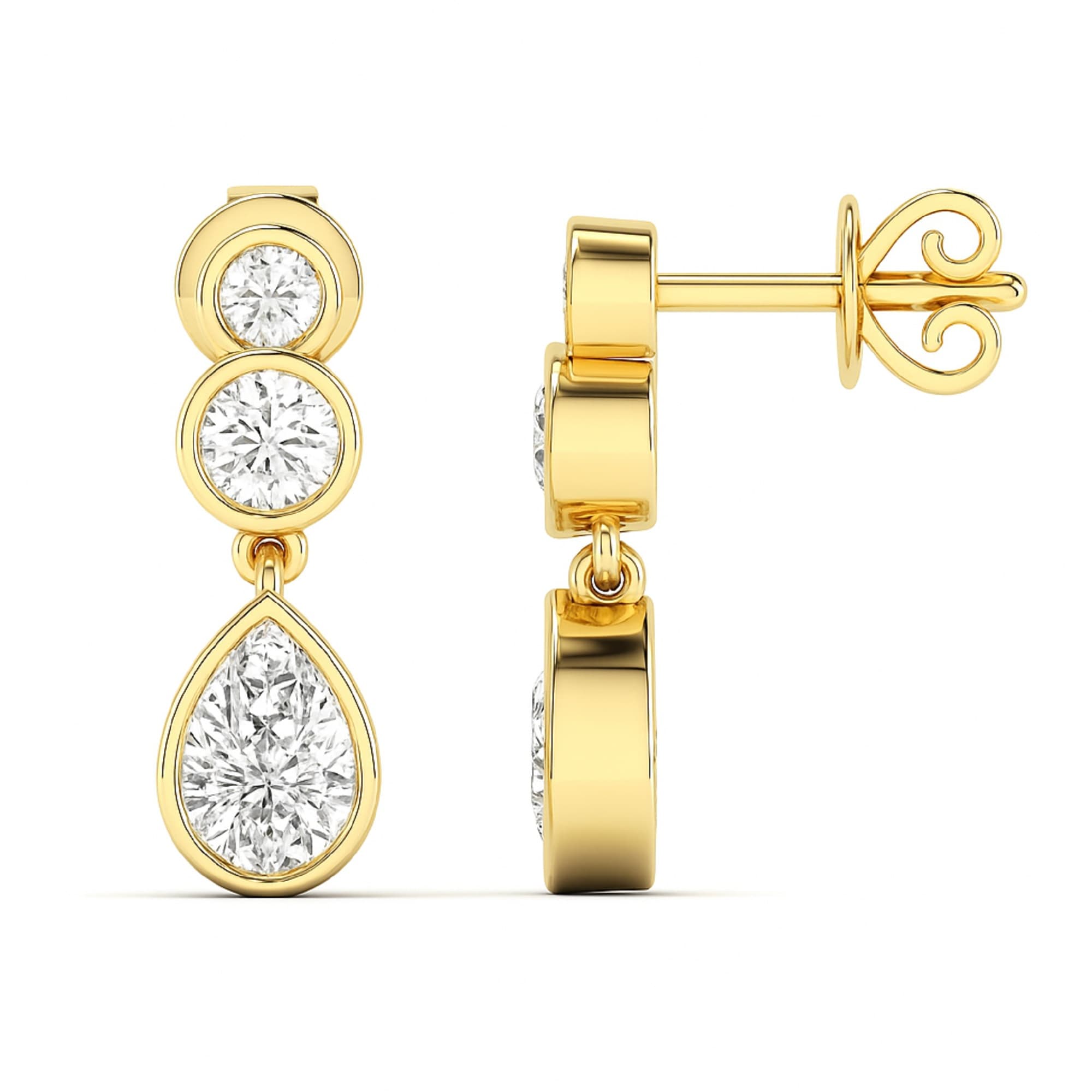 LGD Pear Drop Earrings (1 1/2 ct. tw.), Top view in yellow gold