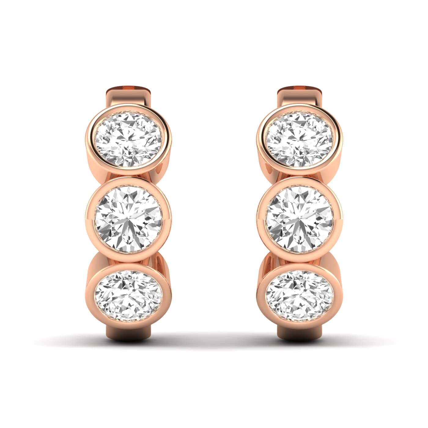 LGD 3-Stone Hoop Earrings (1.8 ct. tw.), Front view in rose gold