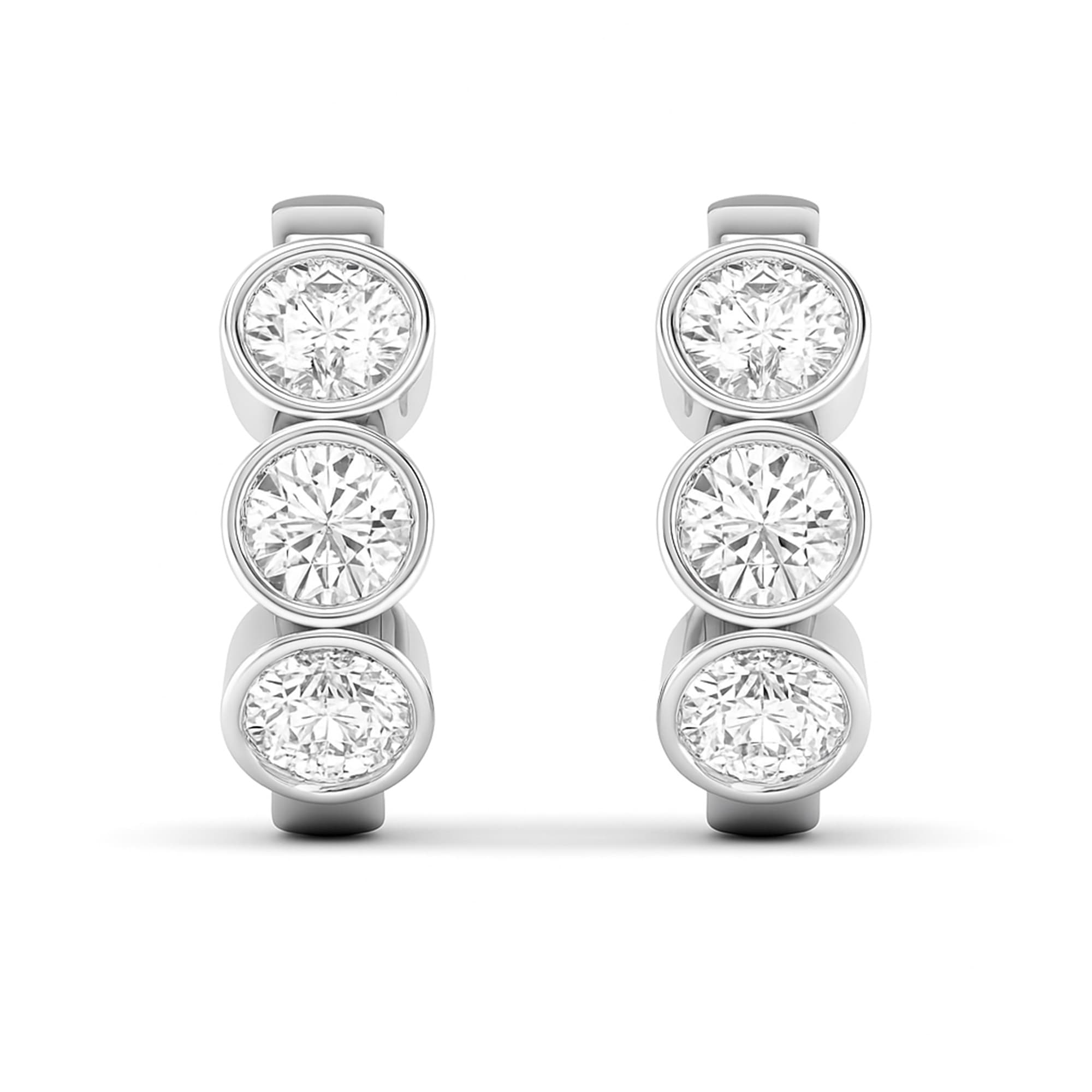 LGD 3-Stone Hoop Earrings (1.8 ct. tw.), On hand view in white gold or platinum
