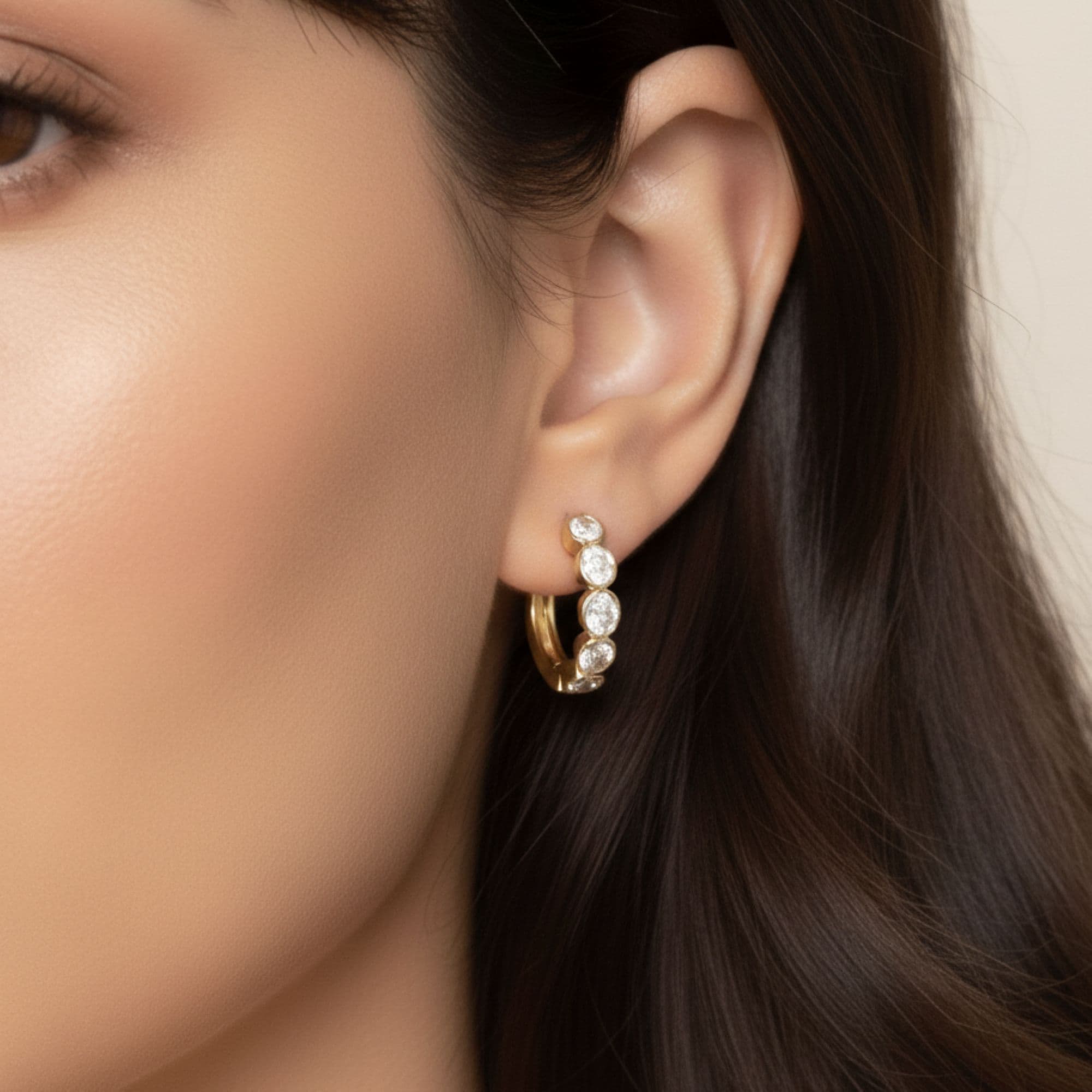 LGD 5-Stone Hoop Earrings (2.15 ct. tw.), Front view in yellow gold