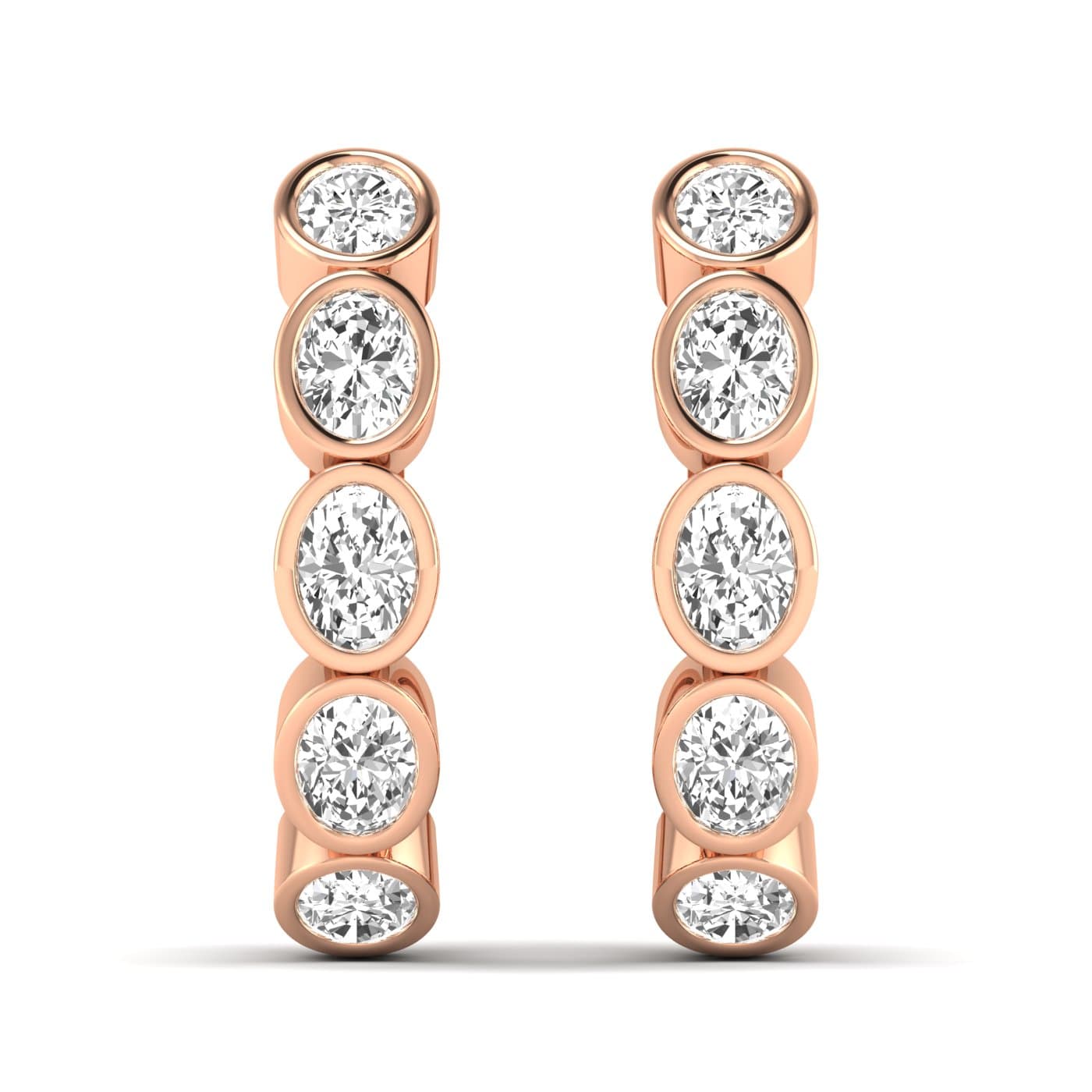 LGD 5-Stone Hoop Earrings (2.15 ct. tw.), Front view in rose gold