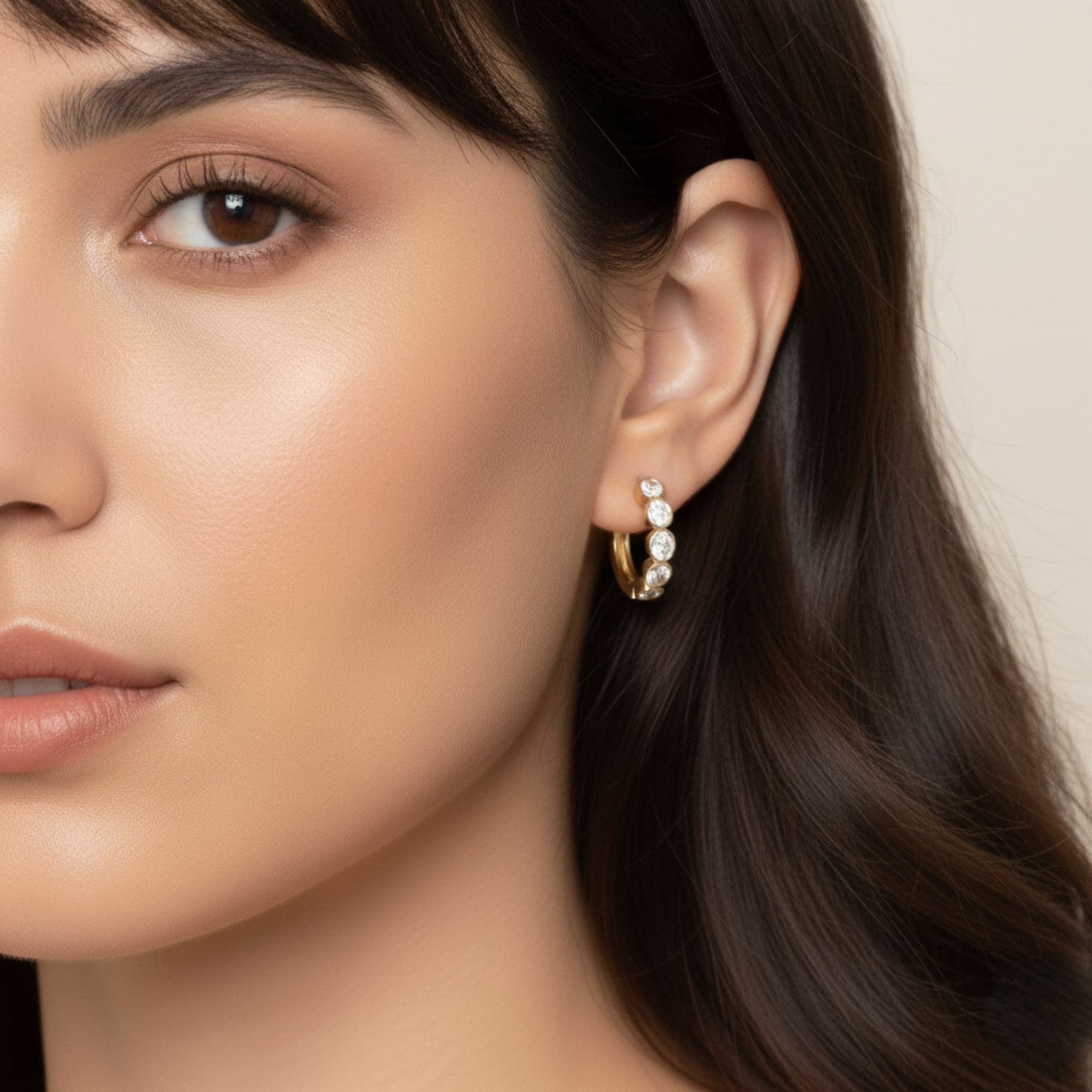 LGD 5-Stone Hoop Earrings (2.15 ct. tw.), Angle view in yellow gold
