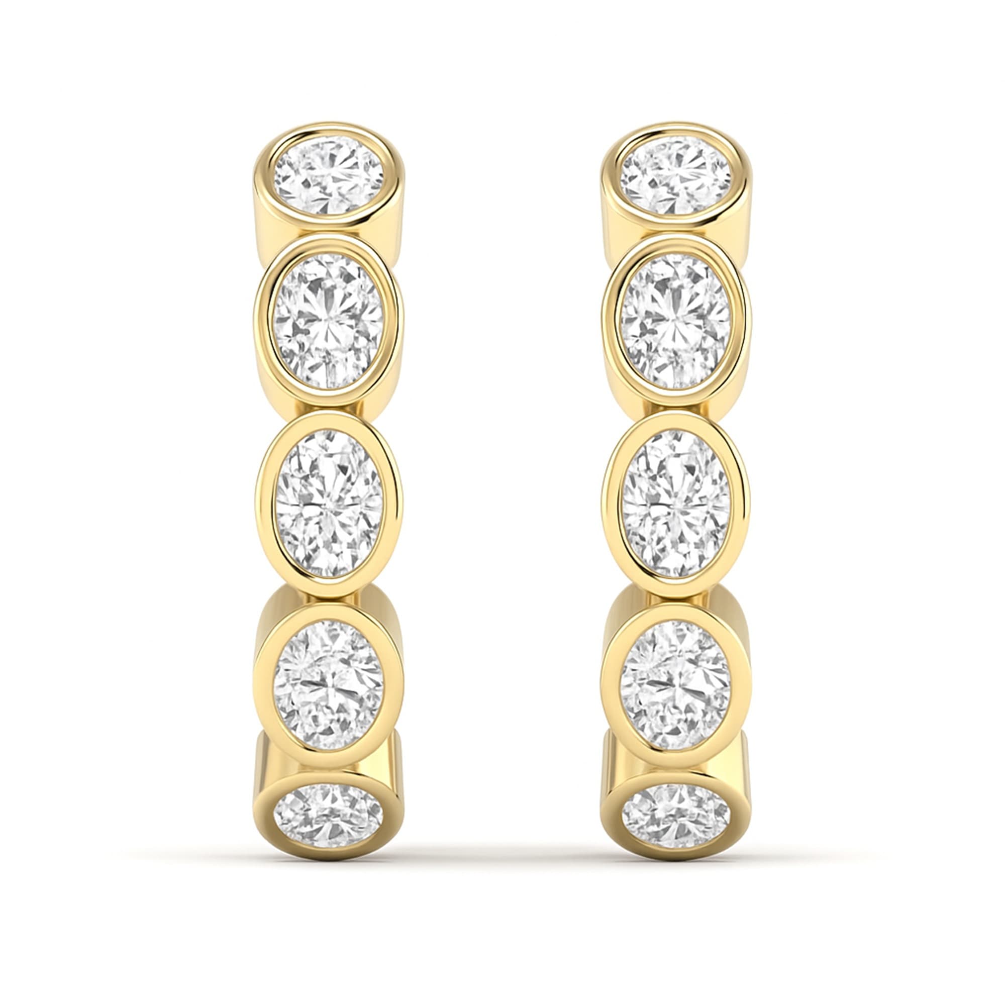 LGD 5-Stone Hoop Earrings (2.15 ct. tw.), On hand view in yellow gold