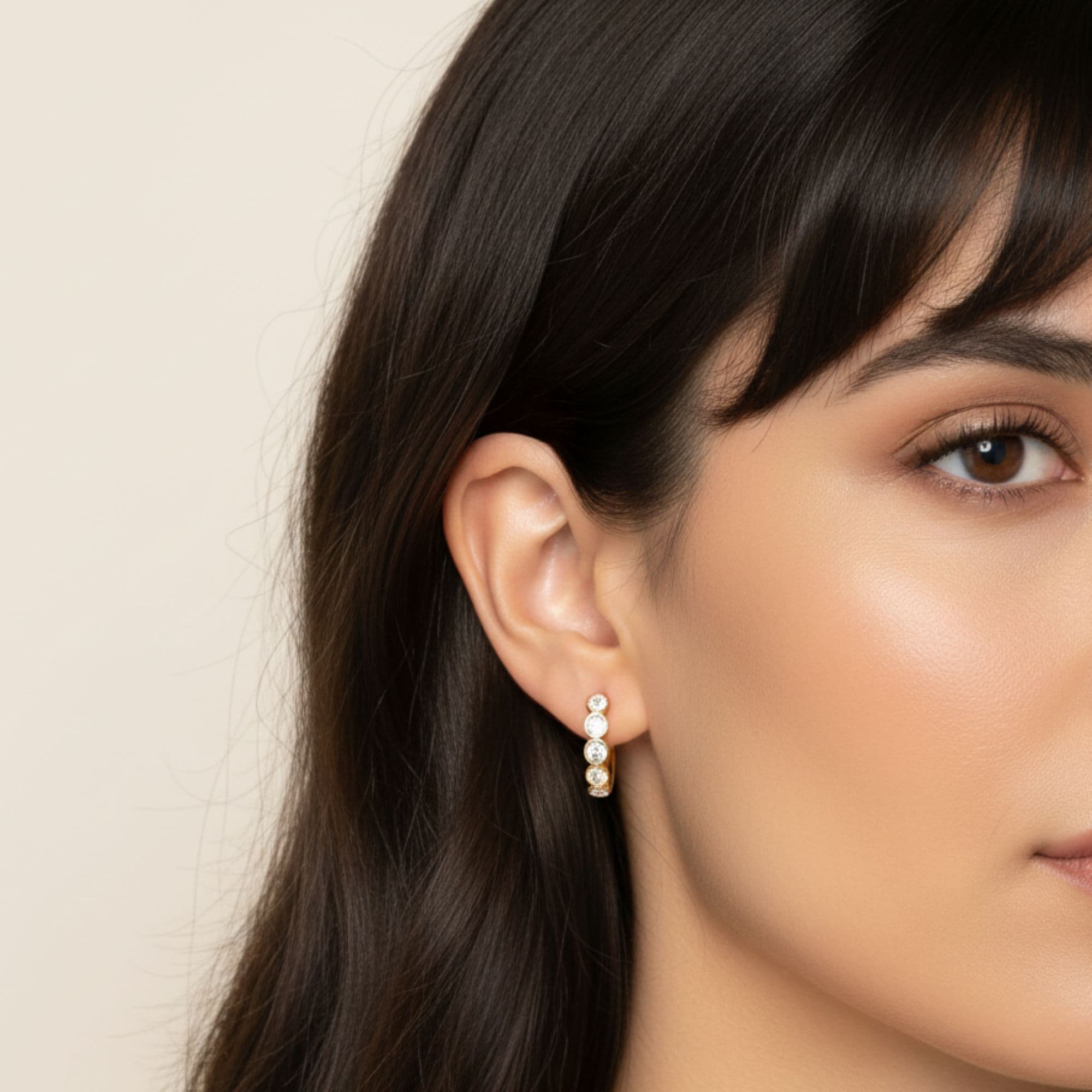 LGD 5-Stone Hoop Earrings (2.15 ct. tw.), Side view in yellow gold