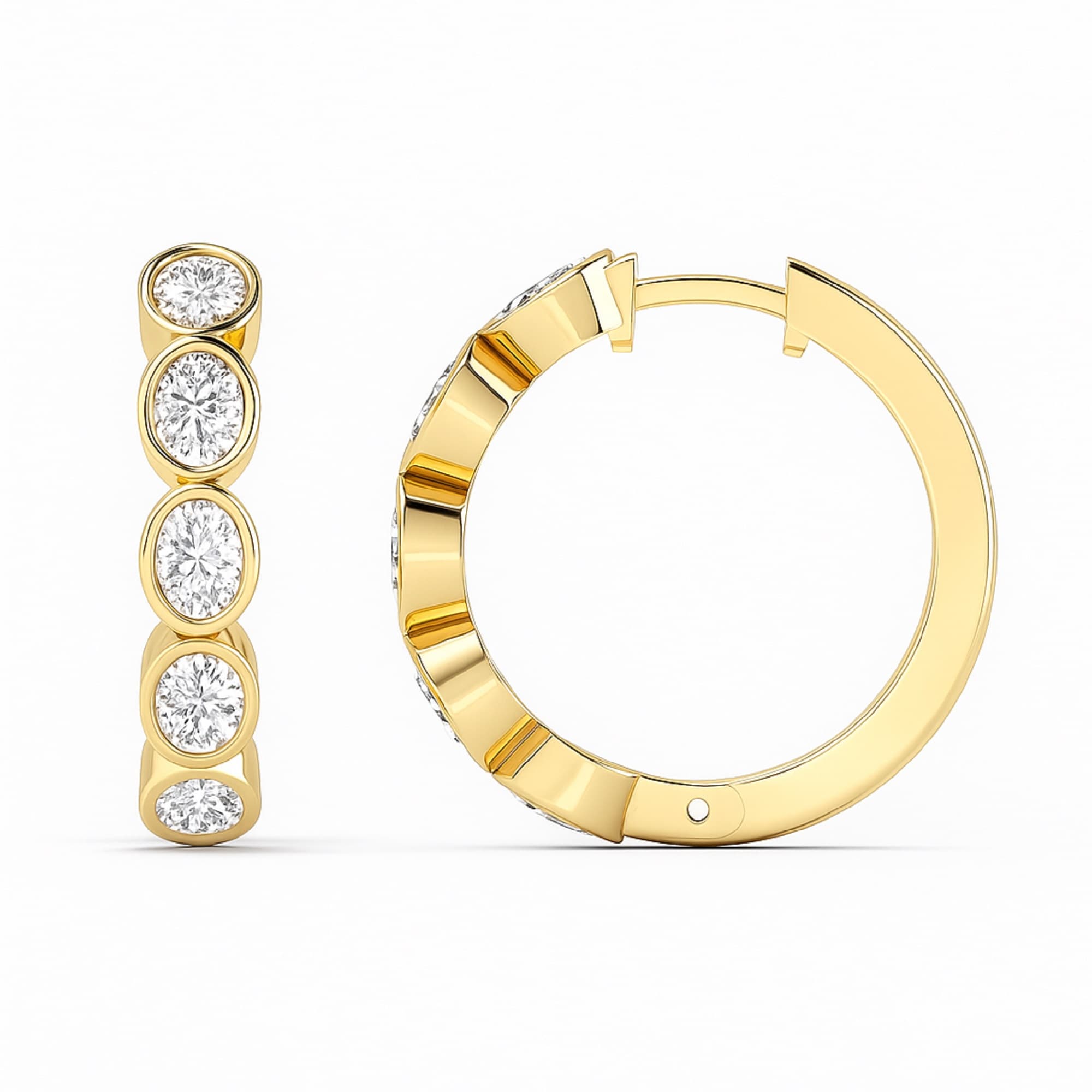 LGD 5-Stone Hoop Earrings (2.15 ct. tw.), Top view in yellow gold