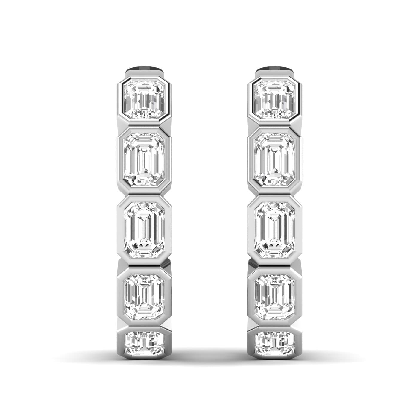 LGD 5-Stone Emerald Cut Hoop Earrings — View 1