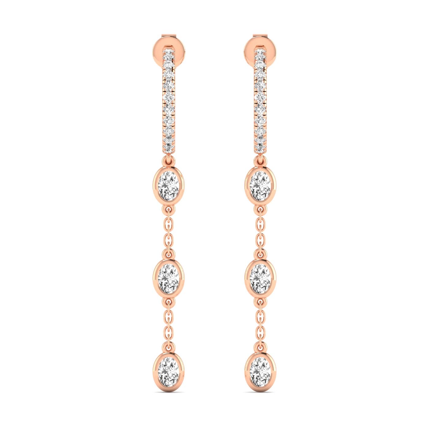 LGD Oval Drop Earrings (1.6 ct. tw.), Front view in rose gold