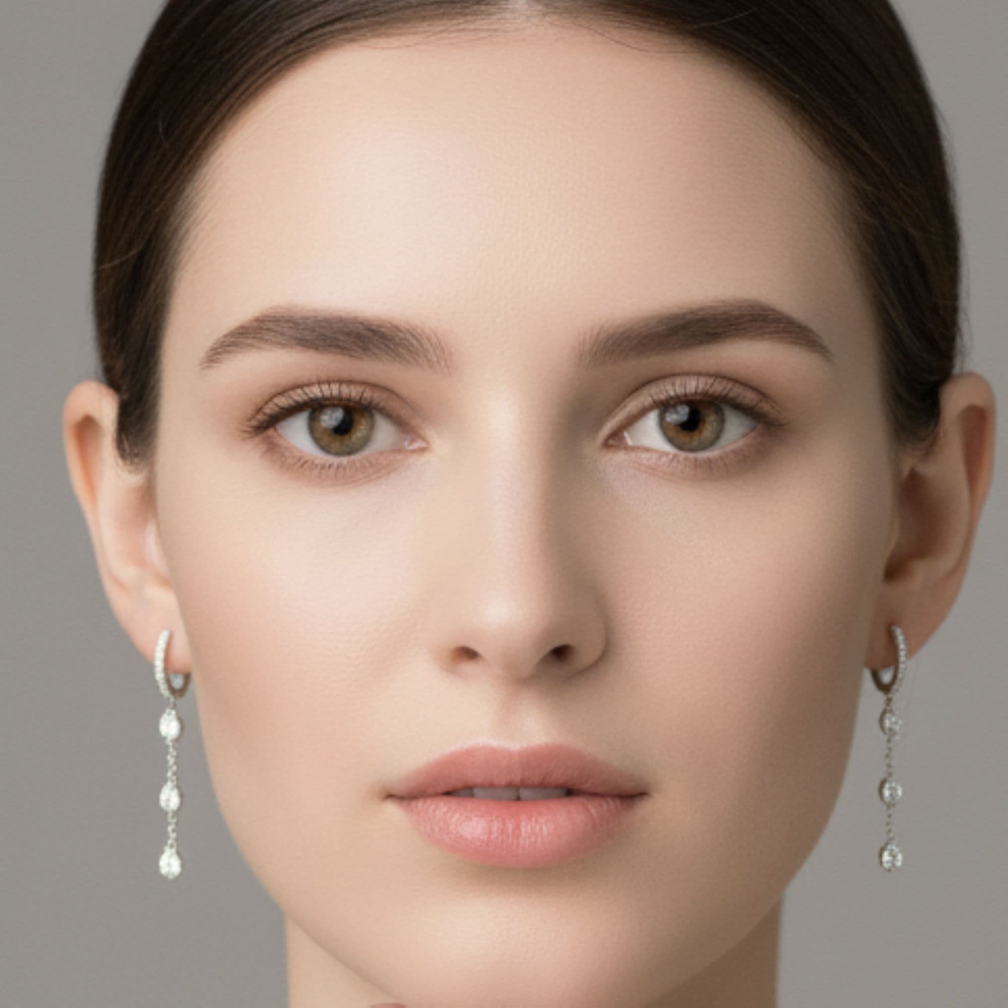 LGD Oval Drop Earrings (1.6 ct. tw.), Angle view in white gold or platinum