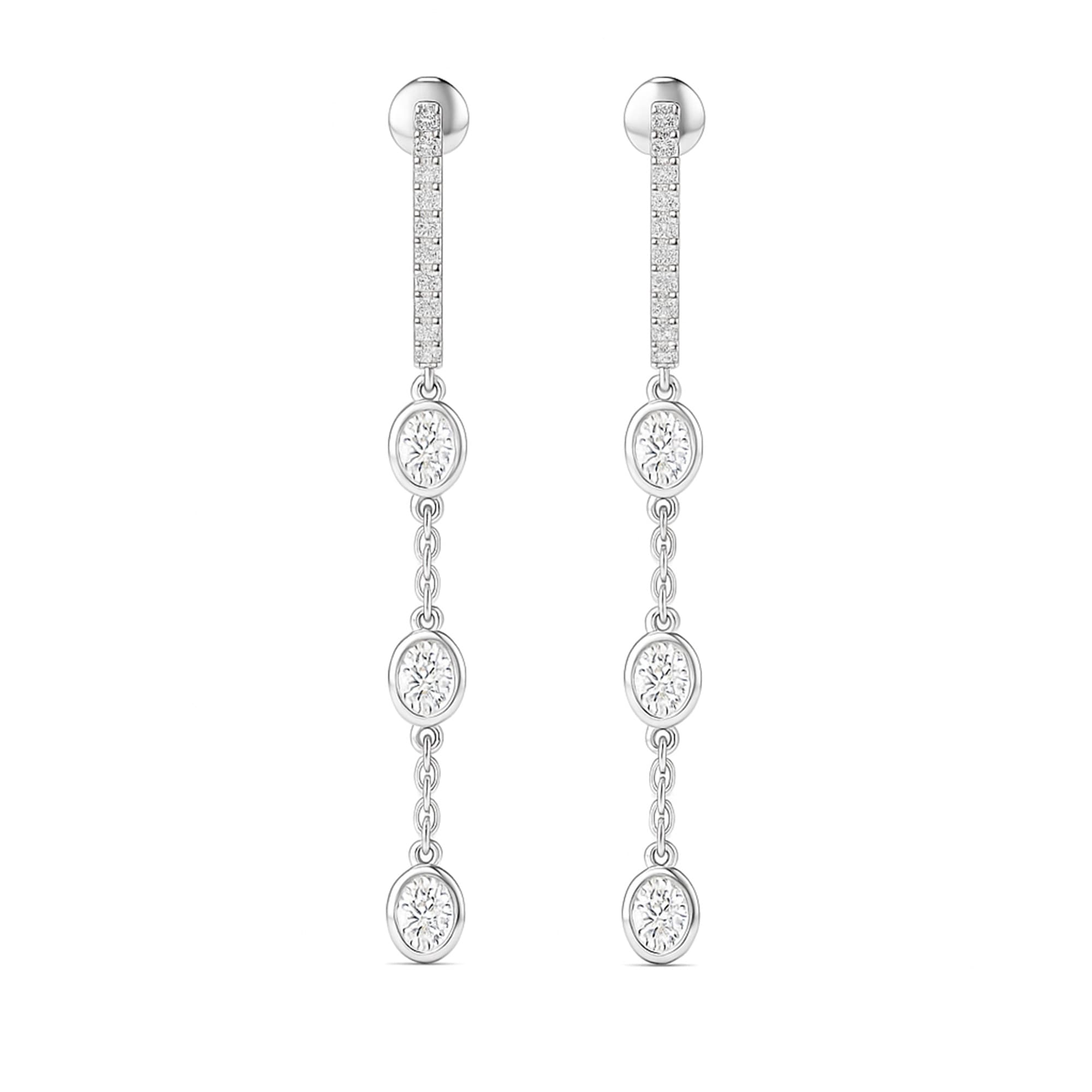 LGD Oval Drop Earrings (1.6 ct. tw.), On hand view in white gold or platinum