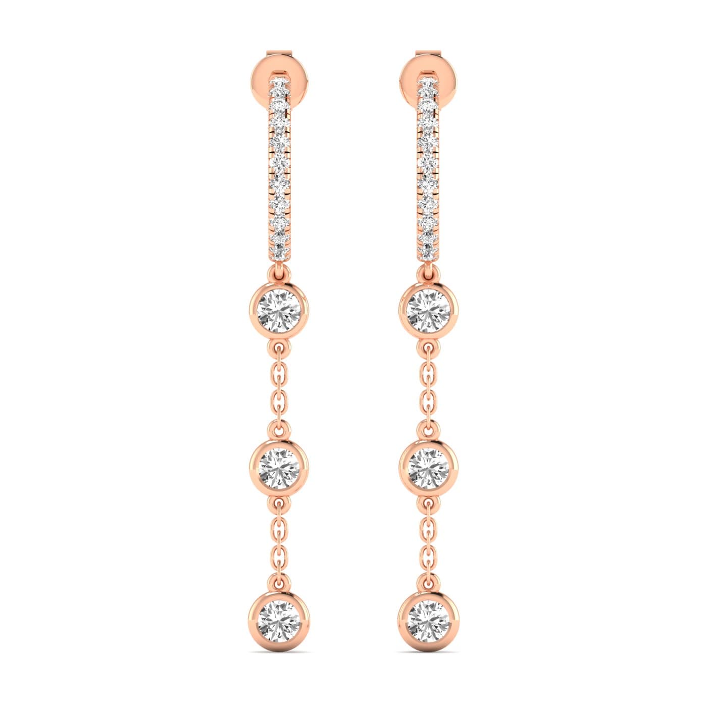 LGD Round Drop Earrings (1 1/2 ct. tw.), Front view in rose gold
