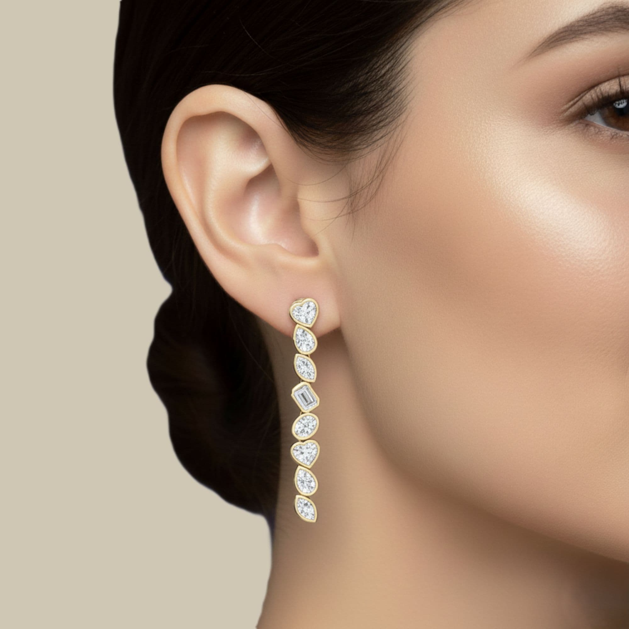LGD Multi-Shape Drop Earrings (2 1/2 ct. tw.), Front view in yellow gold