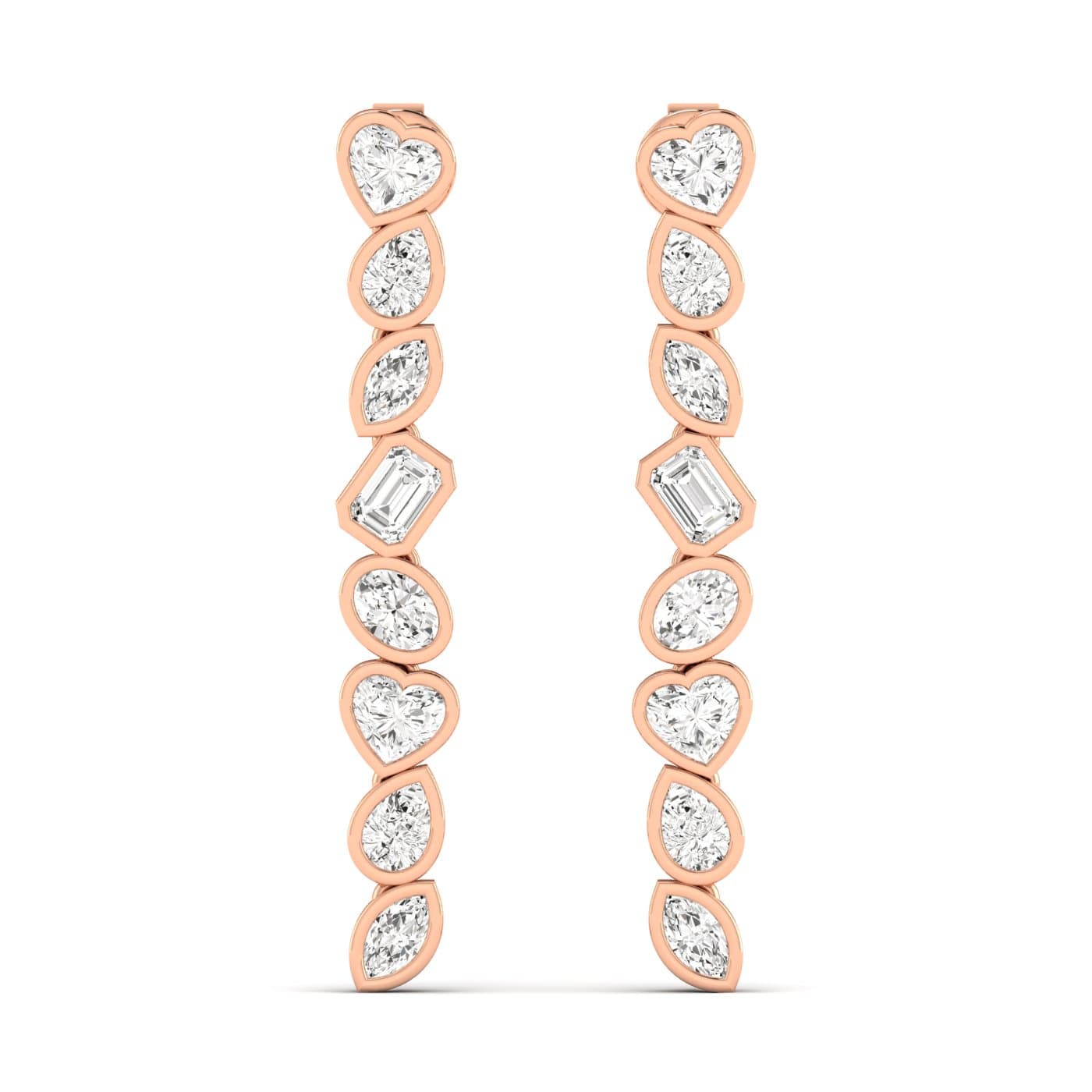LGD Multi-Shape Drop Earrings (2 1/2 ct. tw.), Front view in rose gold