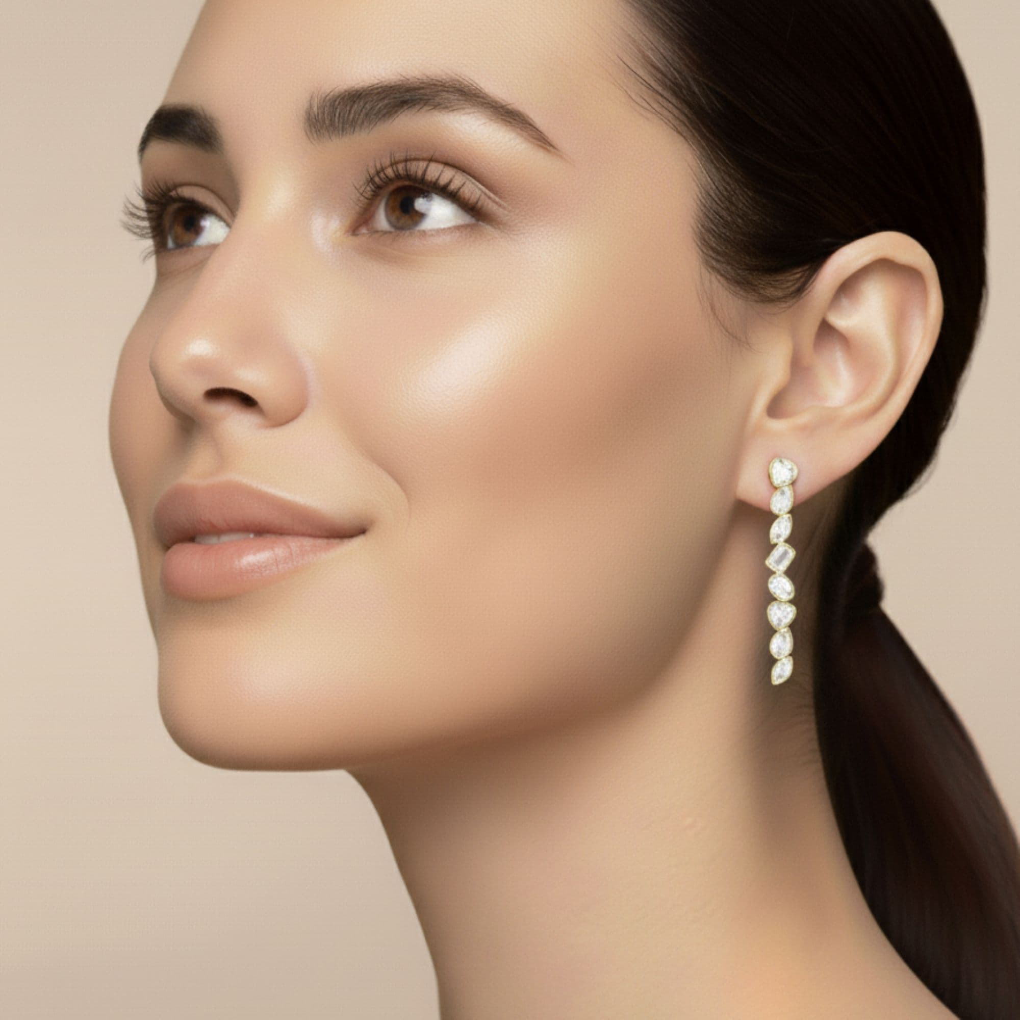 LGD Multi-Shape Drop Earrings (2 1/2 ct. tw.), Side view in yellow gold