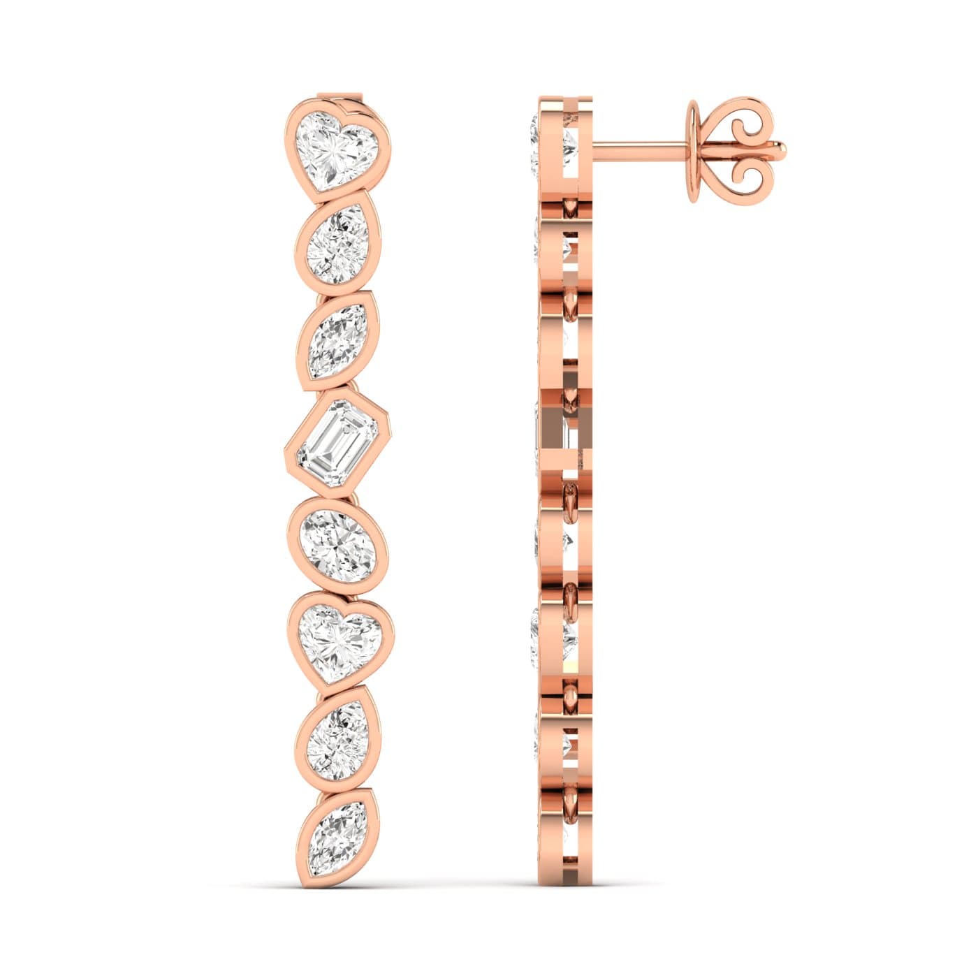 LGD Multi-Shape Drop Earrings (2 1/2 ct. tw.), Side view in rose gold