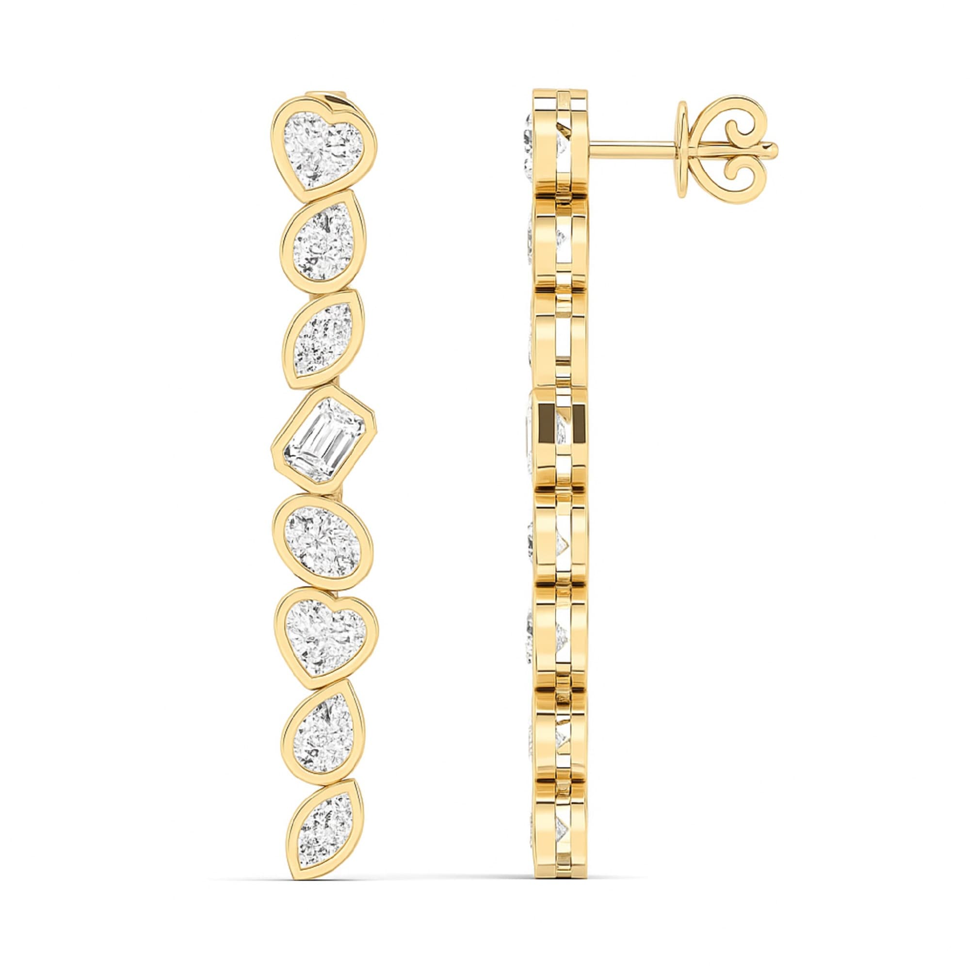 LGD Multi-Shape Drop Earrings (2 1/2 ct. tw.), Top view in yellow gold