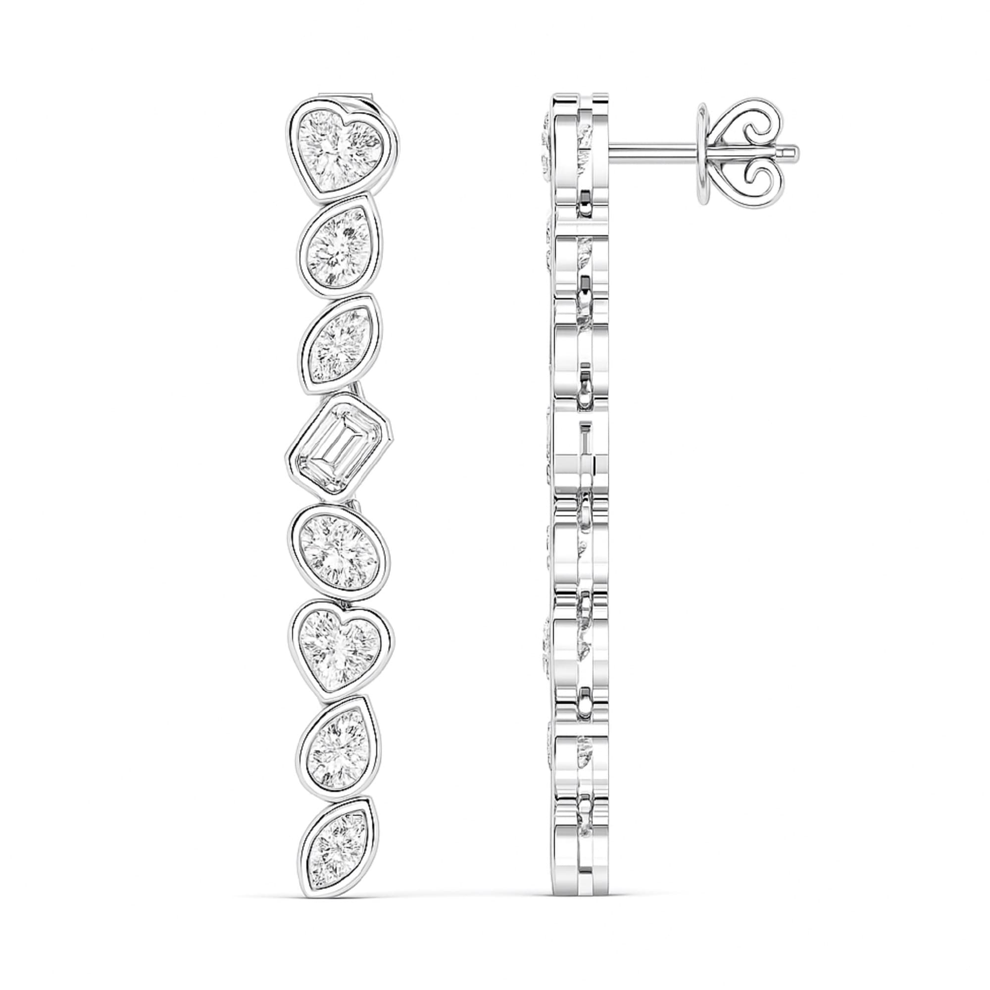 LGD Multi-Shape Drop Earrings (2 1/2 ct. tw.), Top view in white gold or platinum