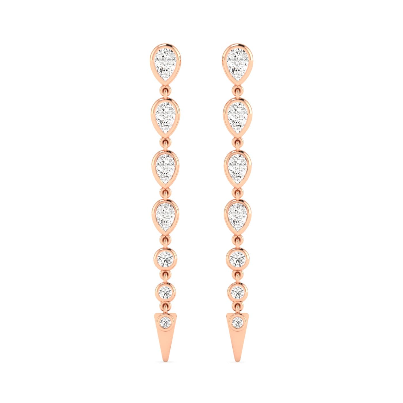LGD Pear & Round Drop Earrings (2.8 ct. tw.), Front view in rose gold