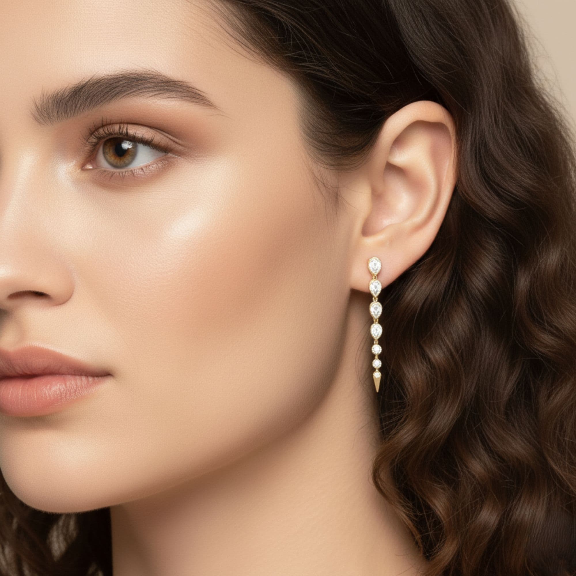 LGD Pear & Round Drop Earrings (2.8 ct. tw.), Angle view in yellow gold