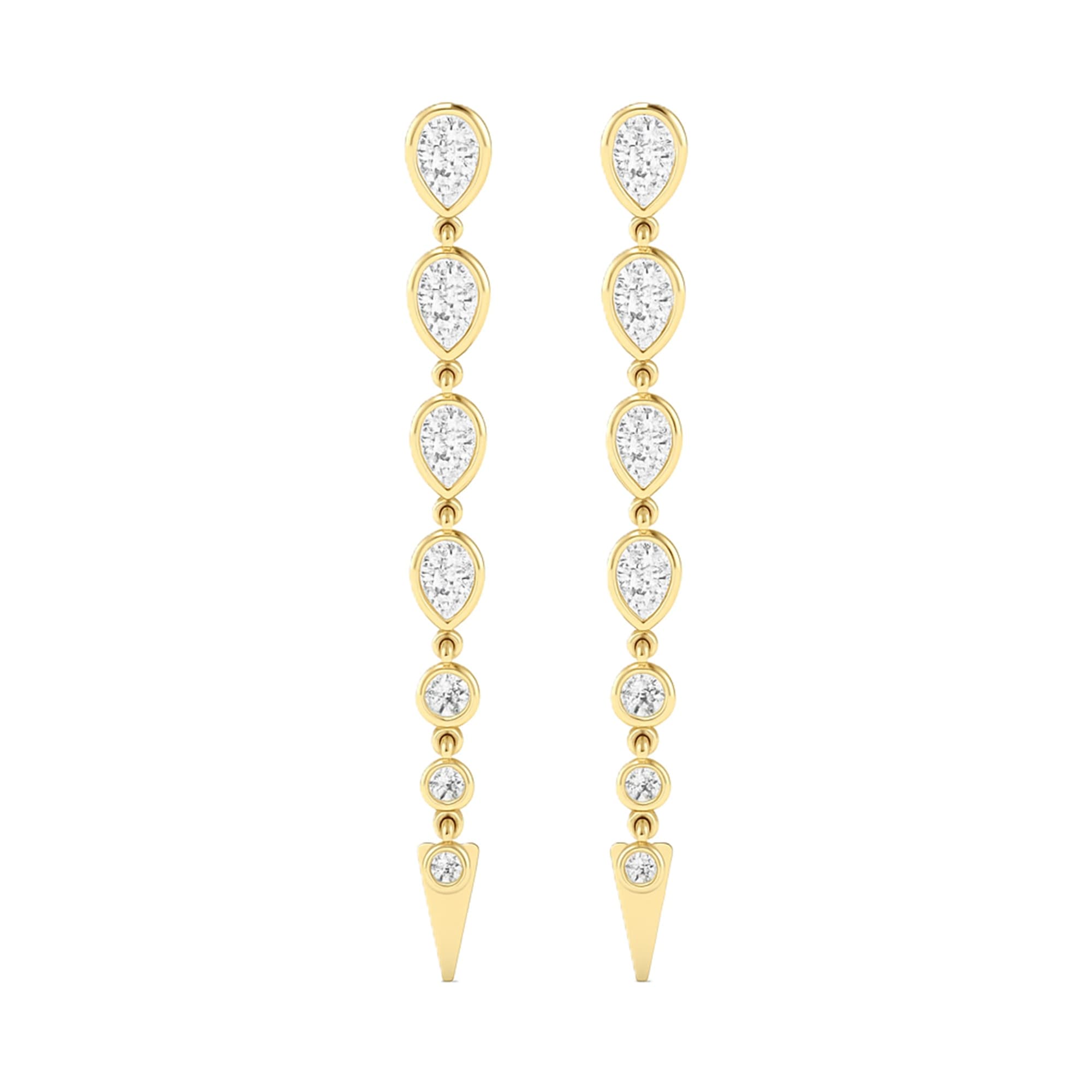 LGD Pear & Round Drop Earrings (2.8 ct. tw.), On hand view in yellow gold