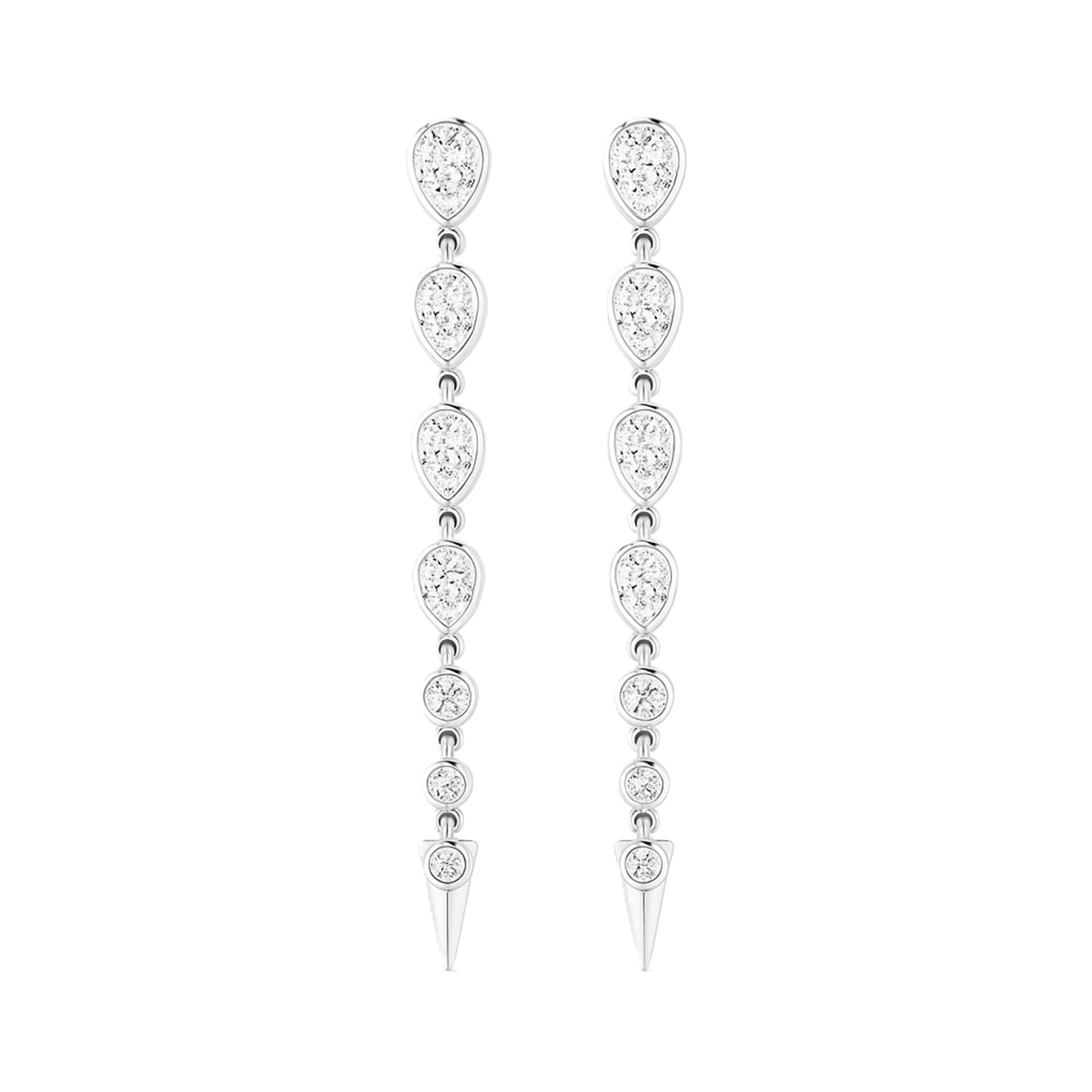 LGD Pear & Round Drop Earrings (2.8 ct. tw.), On hand view in white gold or platinum