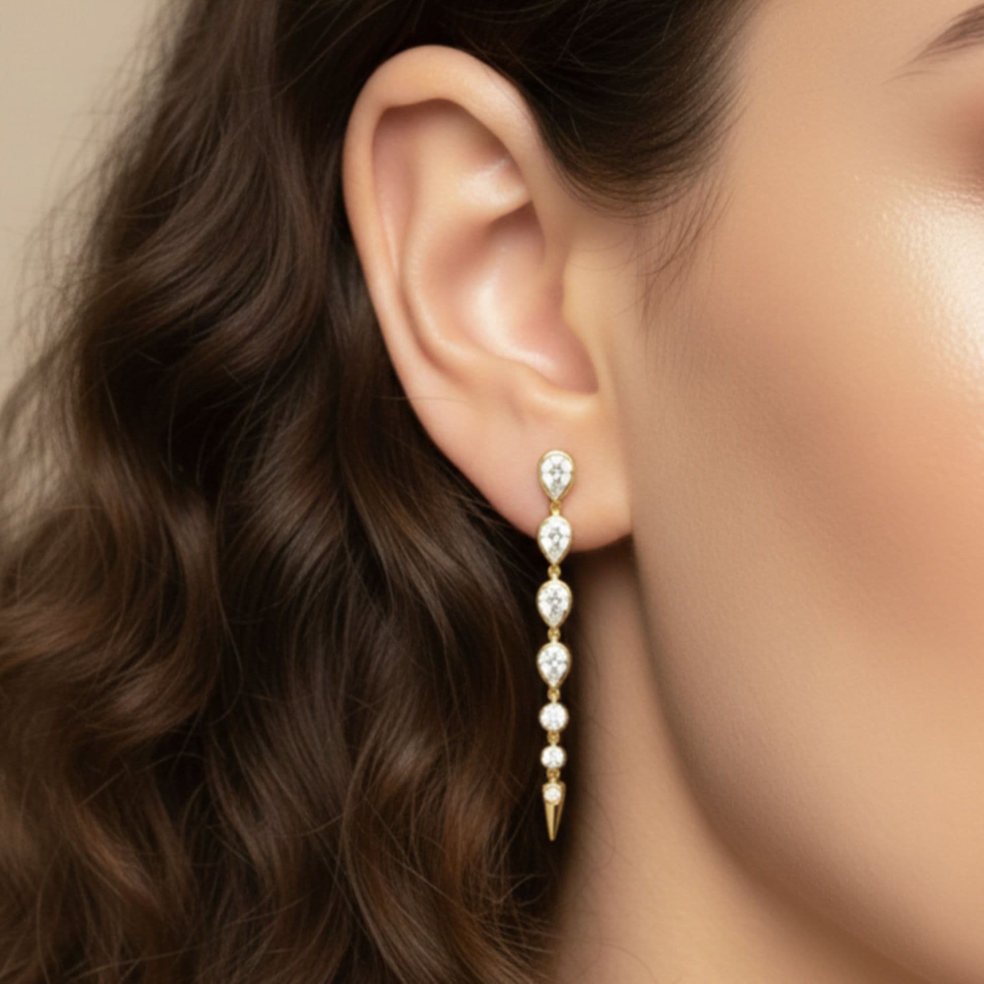 LGD Pear & Round Drop Earrings (2.8 ct. tw.), Side view in yellow gold