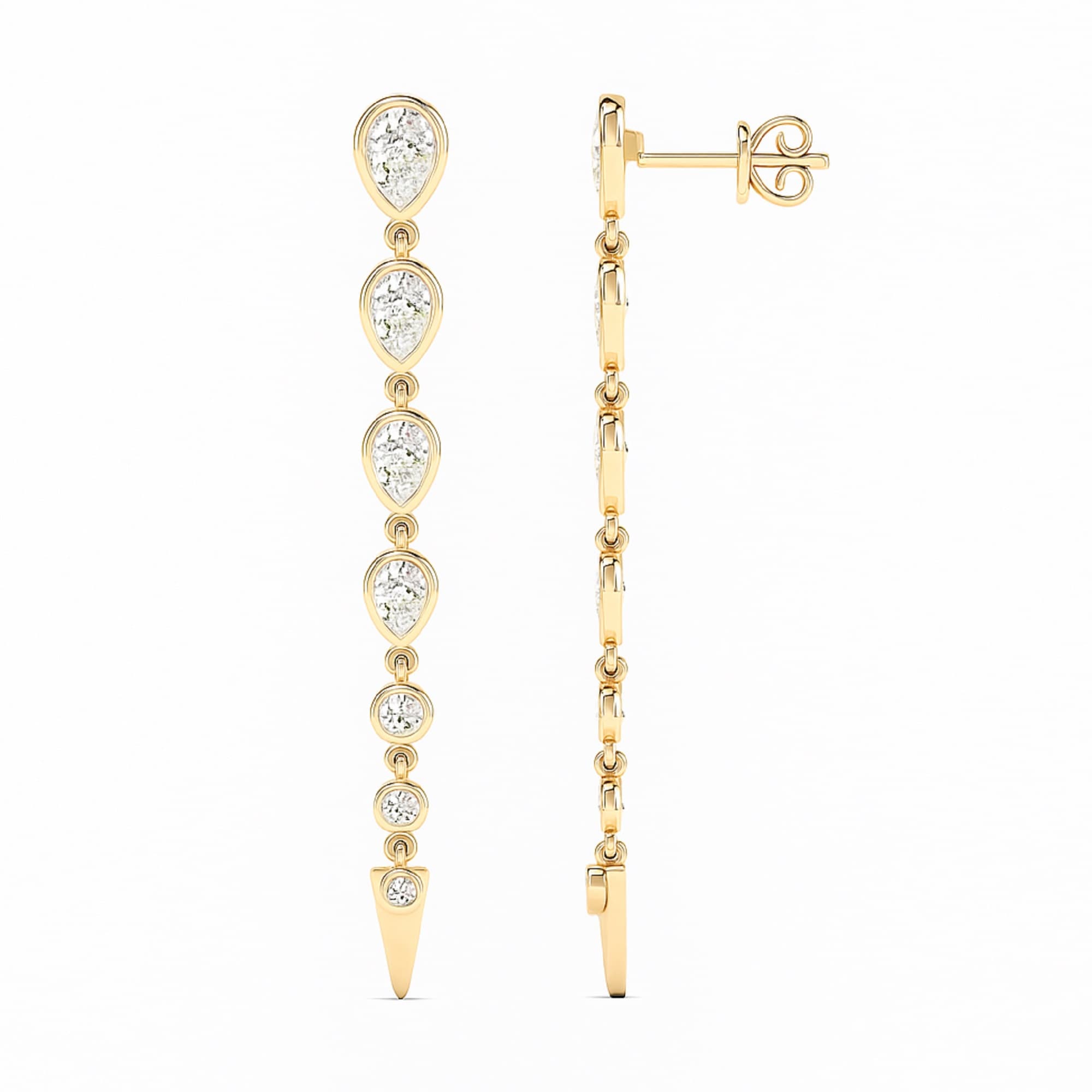 LGD Pear & Round Drop Earrings (2.8 ct. tw.), Top view in yellow gold