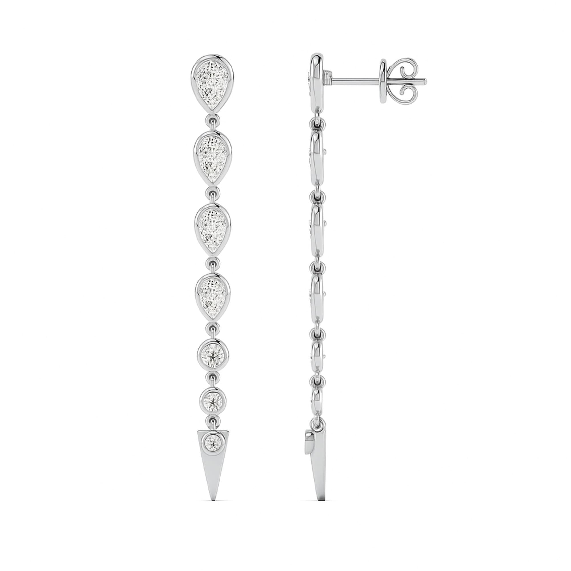 LGD Pear & Round Drop Earrings (2.8 ct. tw.), Top view in white gold or platinum