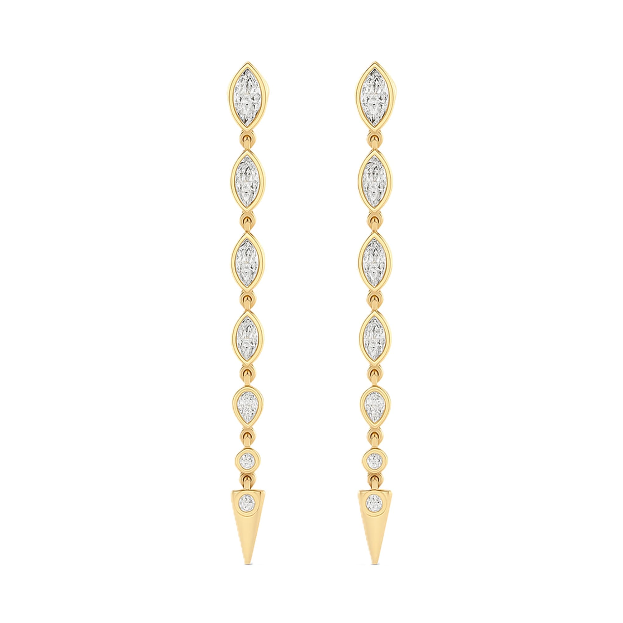 LGD Marquise & Round Drop Earrings (2.3 ct. tw.), On hand view in yellow gold