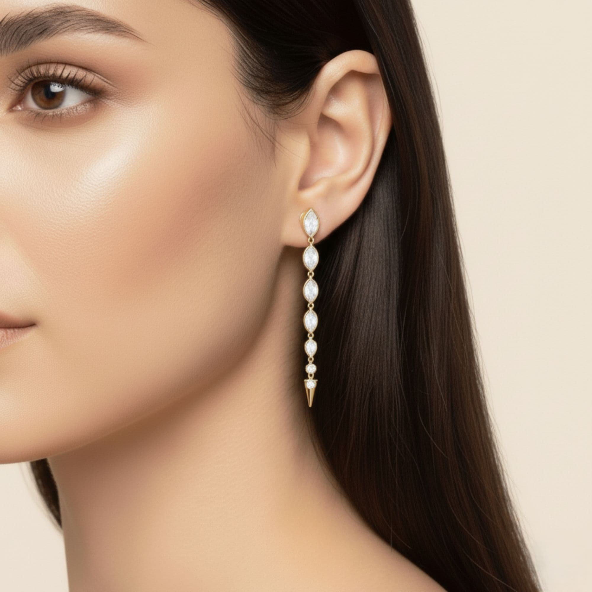 LGD Marquise & Round Drop Earrings (2.3 ct. tw.), Side view in yellow gold