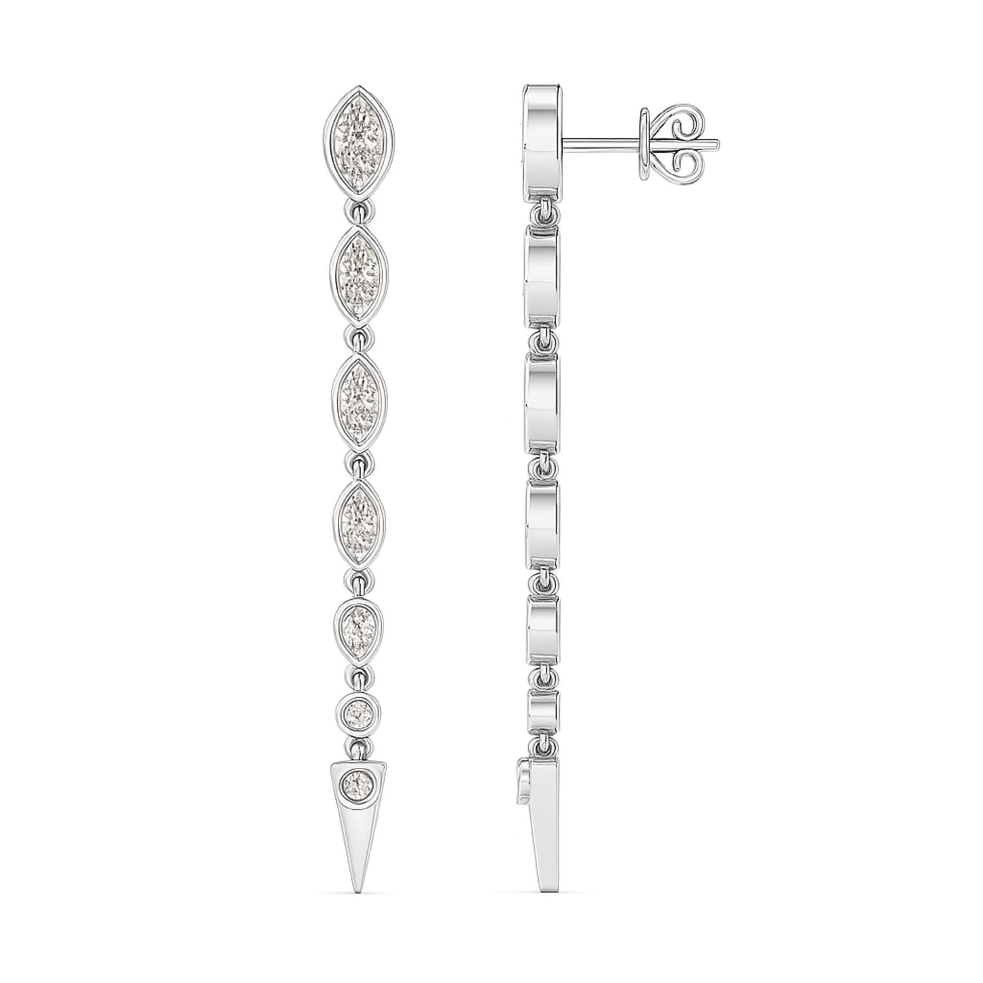 LGD Marquise & Round Drop Earrings (2.3 ct. tw.), Top view in white gold or platinum