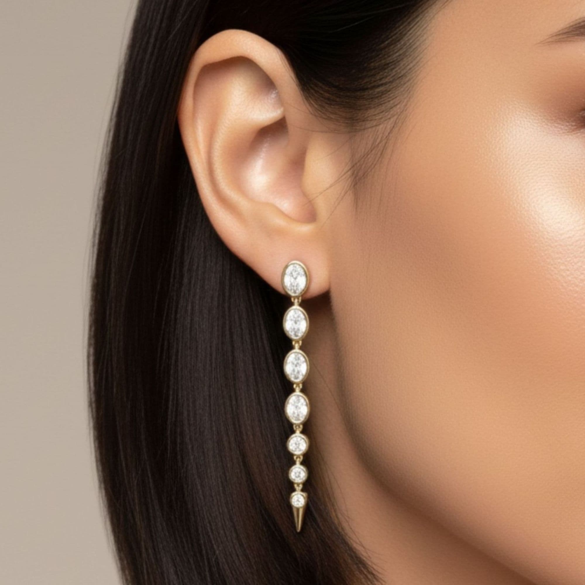 LGD Oval & Round Drop Earrings (2.3 ct. tw.), Front view in yellow gold